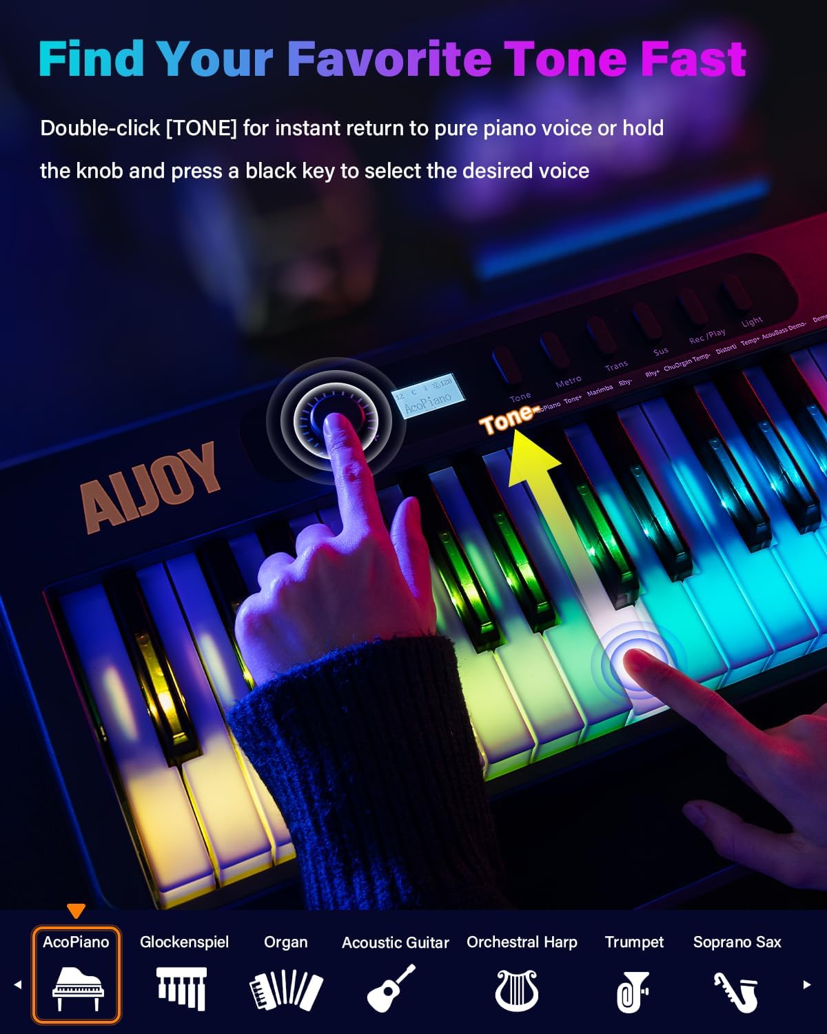  88 Keys Folding Piano keyboard with Colorful Light Up Keyboard Piano | Full Size Semi-Weighted Keyboard Electric Piano with USB-MIDI, Speakers, Sustain Pedal for Beginners, Travel and Small Spaces thumbnail