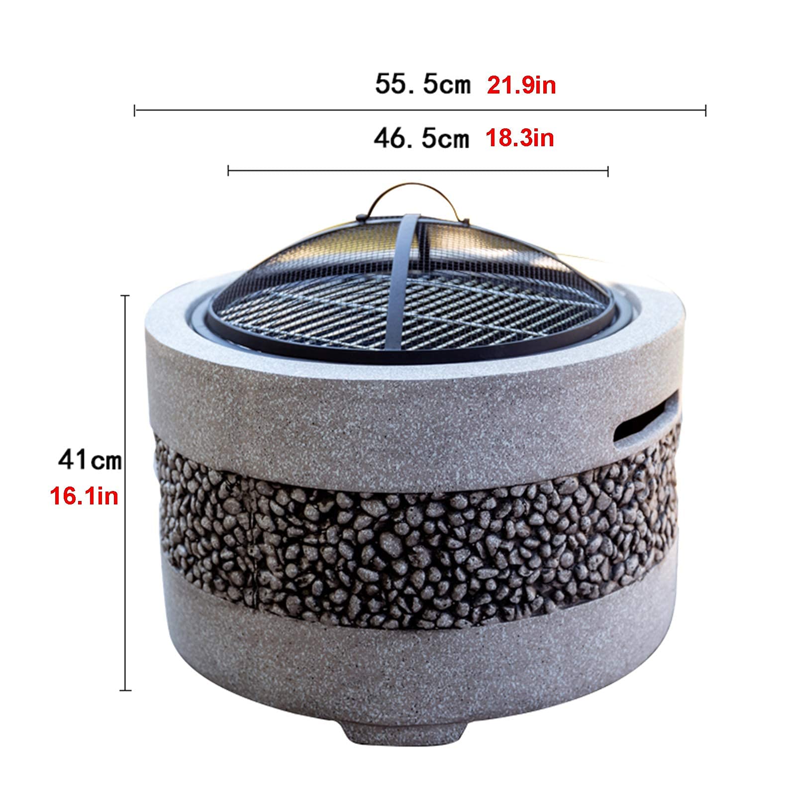 Fogata al Aire Libre Jardín Fogata de leña Kit de Parrilla de Barbacoa, Patio Trasero Chimenea de Piedra de imitación al Aire Libre Fogata