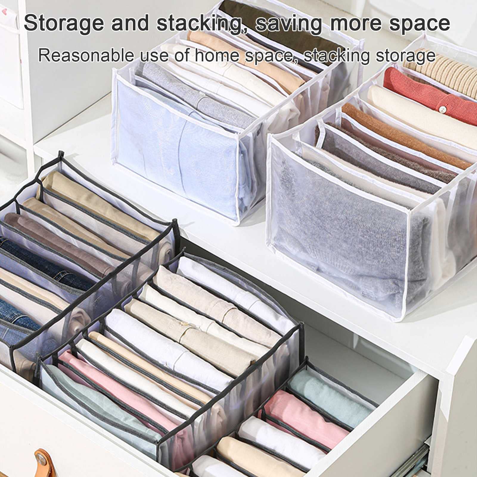 Hohe Qualität 6pc Set Jeans Fachs Aufbewahrungsbox, Schrank Kleidung Schublade Mesh Trigation Box, Schubladenteiler, Kann den Hausorganisator gewaschen, Platz sparen
