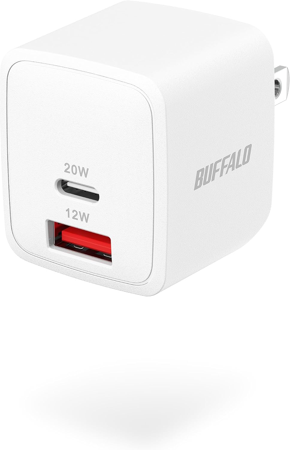 バッファロー 充電器 20W 2ポート USB-C & USB-A USB PD対応 急速充電 GaN 窒化ガリウム 折りたたみ式 コンパクト 携帯 コンセント プラグ PSE適合 【 iPhone 17 / 17e / 16 / 15 iPad Android 対応】 BSACPD2015C2WH