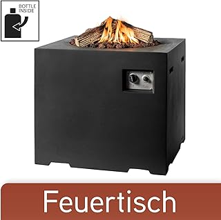 Mania Feuertisch Fur Den Garten Gas Feuerstelle Ohne Rauch Funken Glut Asche Gaskamin Outdoor Mit 19 5 Kw Als Stehtisch In Betonoptik Schwarz 76 X 76 X 67 Cm Gasfeuerstelle Terrassenkamin Amazon De Garten