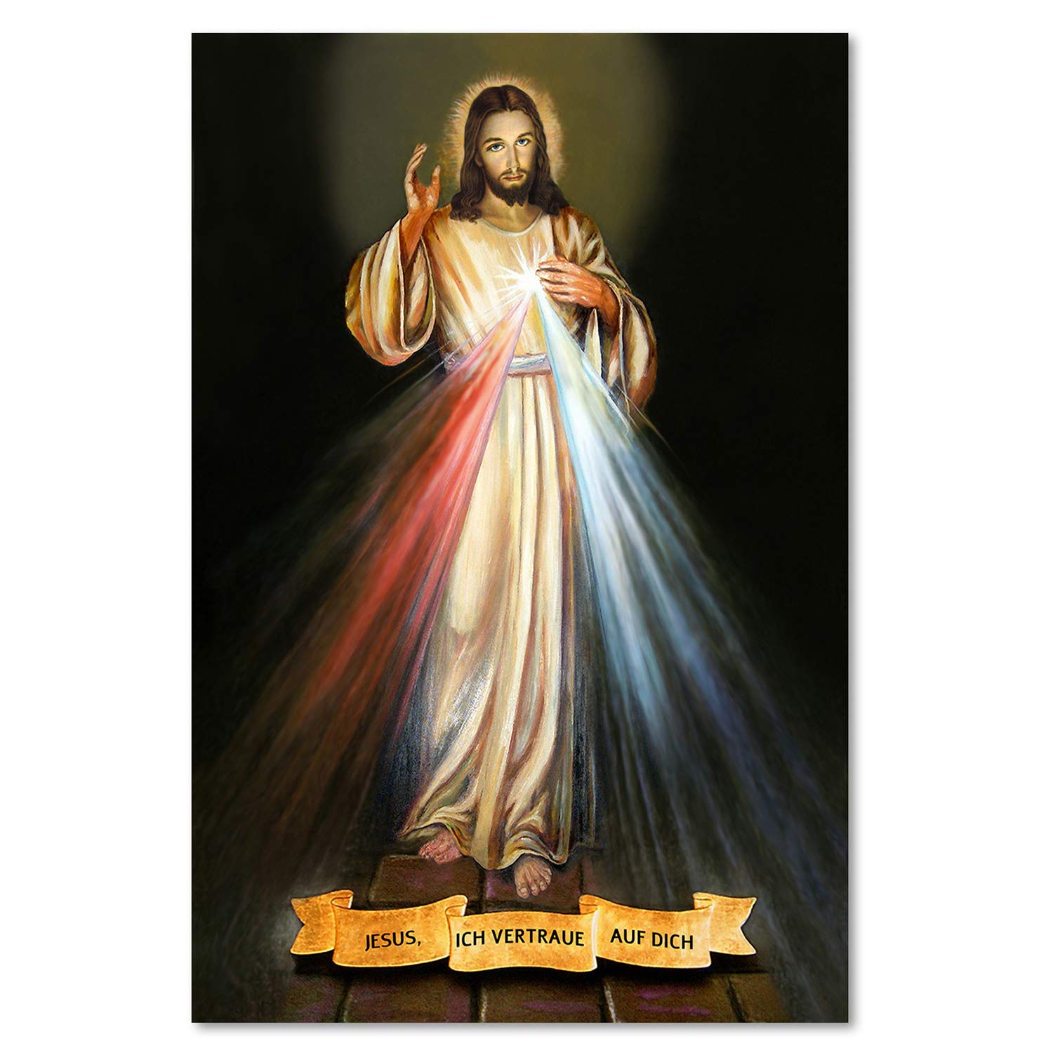 Feeby Bilder XXL Jesus 80x120 cm 1 Teilig Wohnzimmer Schlafzimmer Büro Flur Küche Wandbilder Leinwandbilder Modern Bild auf Leinwand Wanddekoration Kunstdruck Design Barmherzigkeit Mehrfarbig
