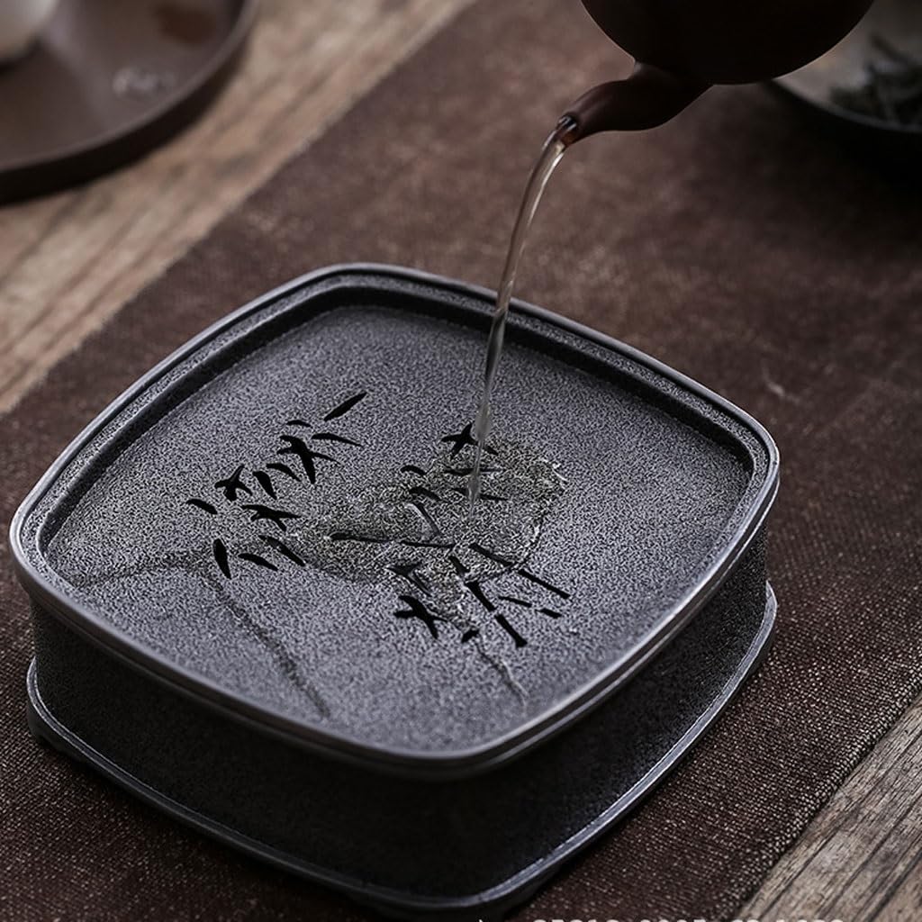 Bandeja para té Bandeja de té seco de Almacenamiento de Agua Cuadrada for el hogar con Forma Retro de Estilo Chino Bandeja para Mesa de café
