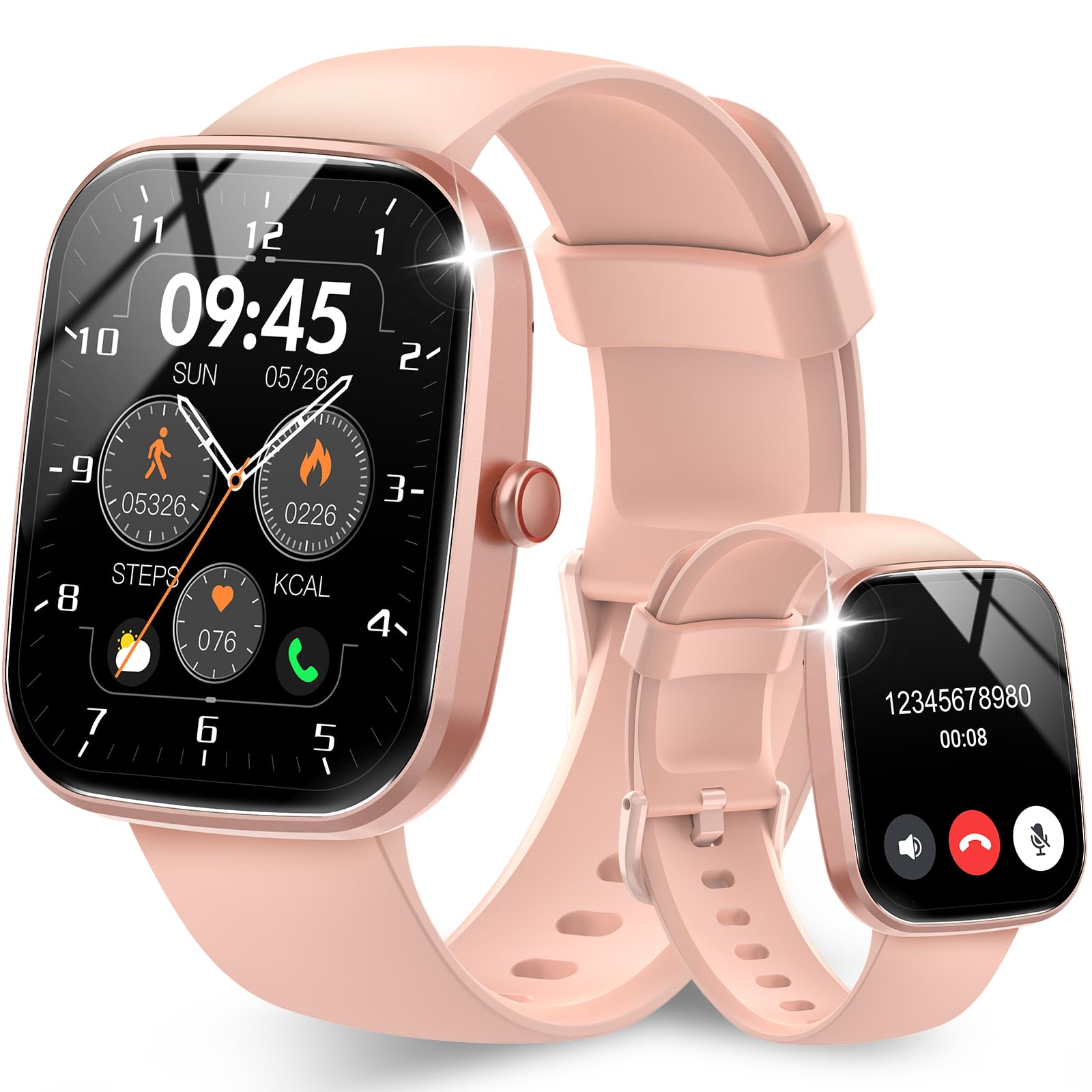 Csasan Smartwatch Uomo Donna con Effettua/Risposta Chiamate, 1.91'' HD Orologio Smartwatch con Contapassi/Sonno/Cardiofrequenzimetro, 110+ Modalità Sportive Fitness Tracker Impermeabile IP68, Rosa
