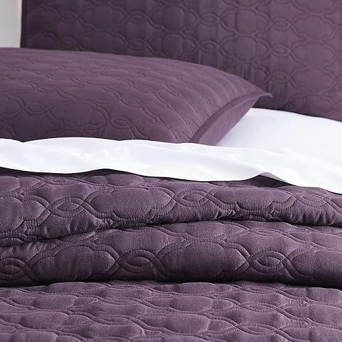 Miniatura 2 de BOURINA Juego de colcha de 2 piezas de microfibra que incluye 1 funda y 1 edredón, tamaño individual de 68 x 86 pulgadas, color morado