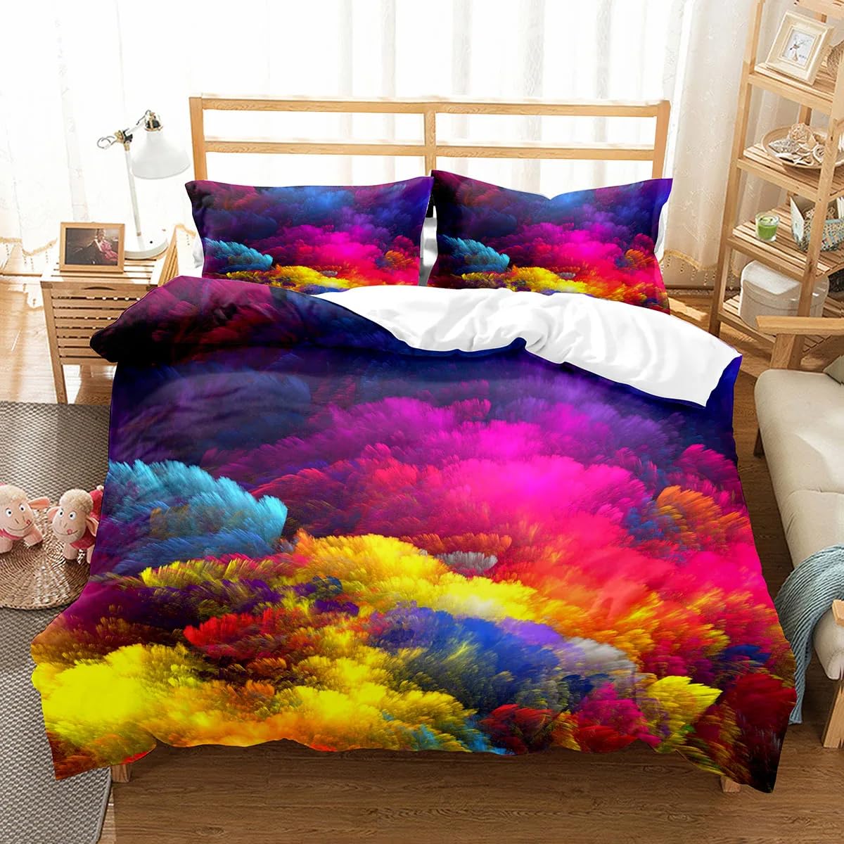Housse de couette 160x200 cm enfant fermeture éclair pour lit 1 personne