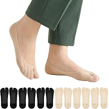 Andibro 6Pairs No Show Tabi Socks for Women, Split Toe Non-Slip Flip Flop Socks Japanese Toes Separated Sock for Flip-Flop for Sneakers Loafers Sandals 5-9