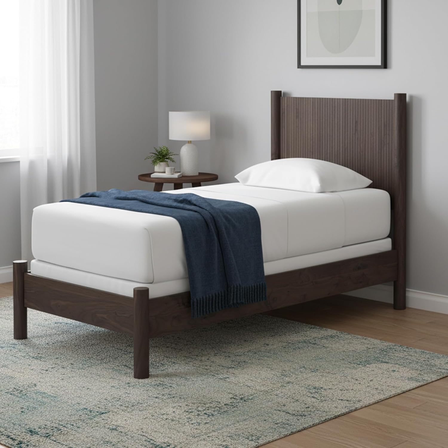 Signature Design by Ashley Cadmori Retro Panel Bed, Foundation or Box Spring Needed, Twin, Dark Brown