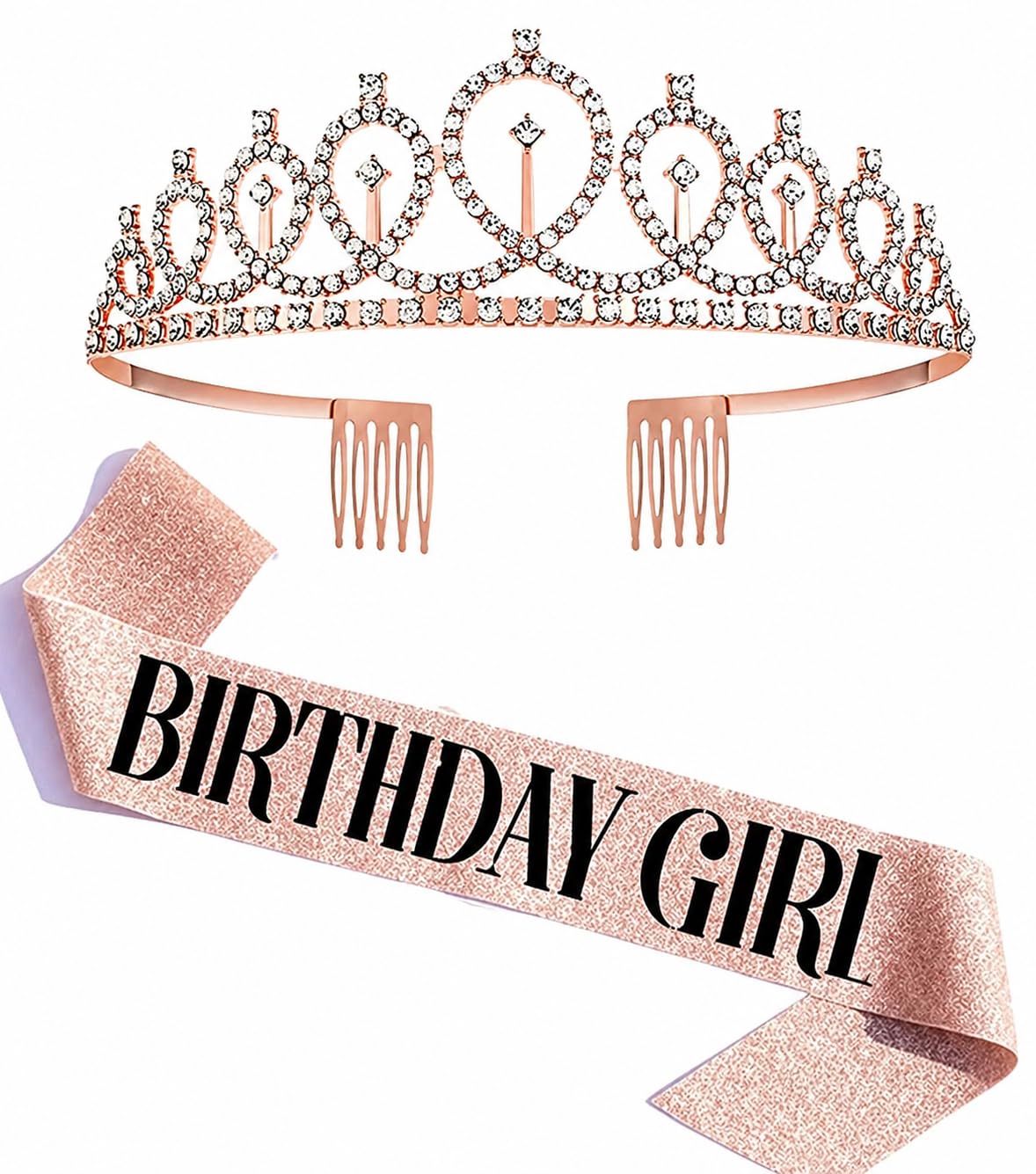 Decor Propz Rose gold Birthday Girl Sash and Tiara Crown Set, Birthday Girl Accessories & Decoration - Review, Price and Buying Guide