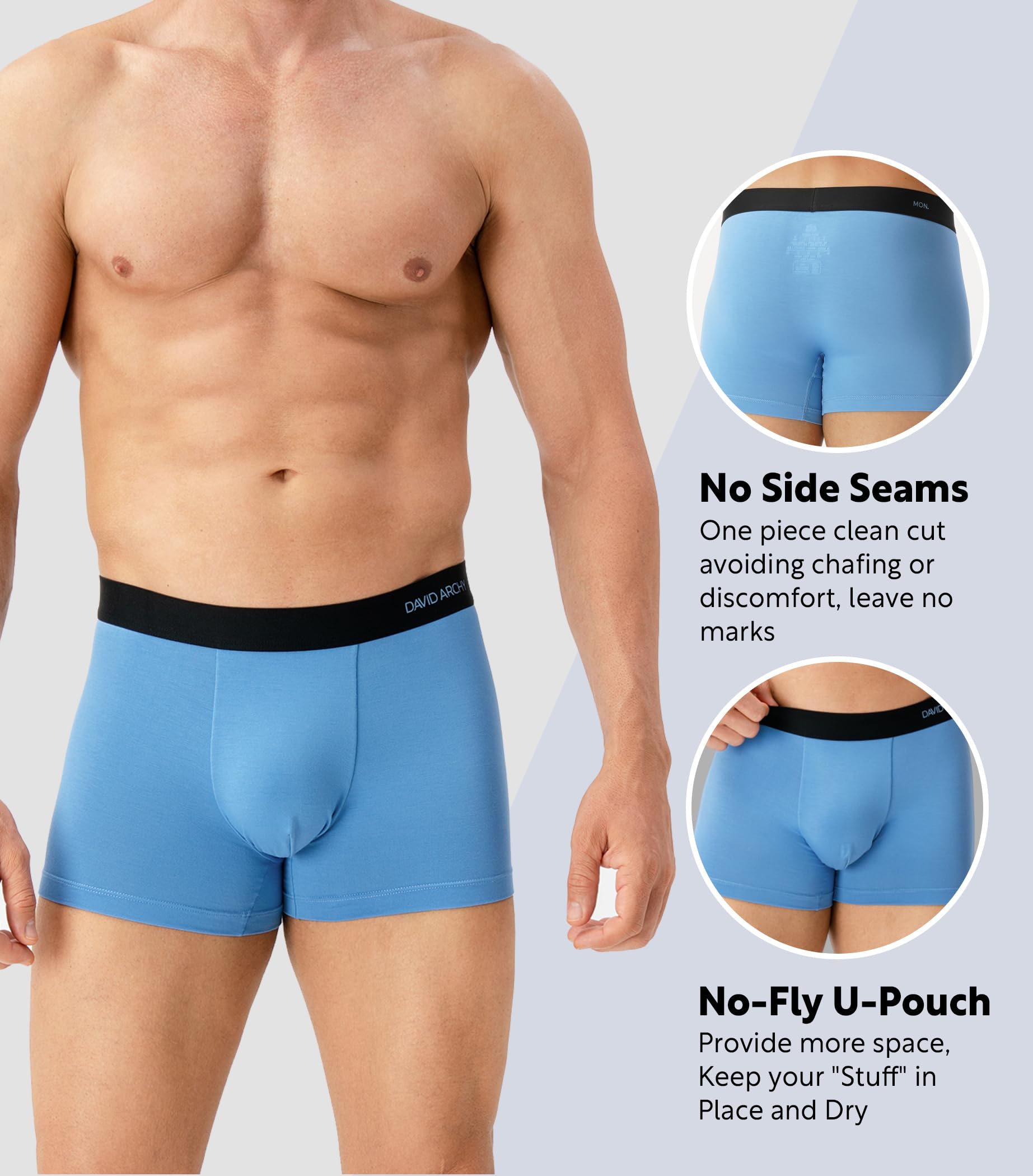 DAVID ARCHY Boxer da Uomo Confezione da 7 Pantaloni Comodi Mutande in bambù morbide e Traspiranti