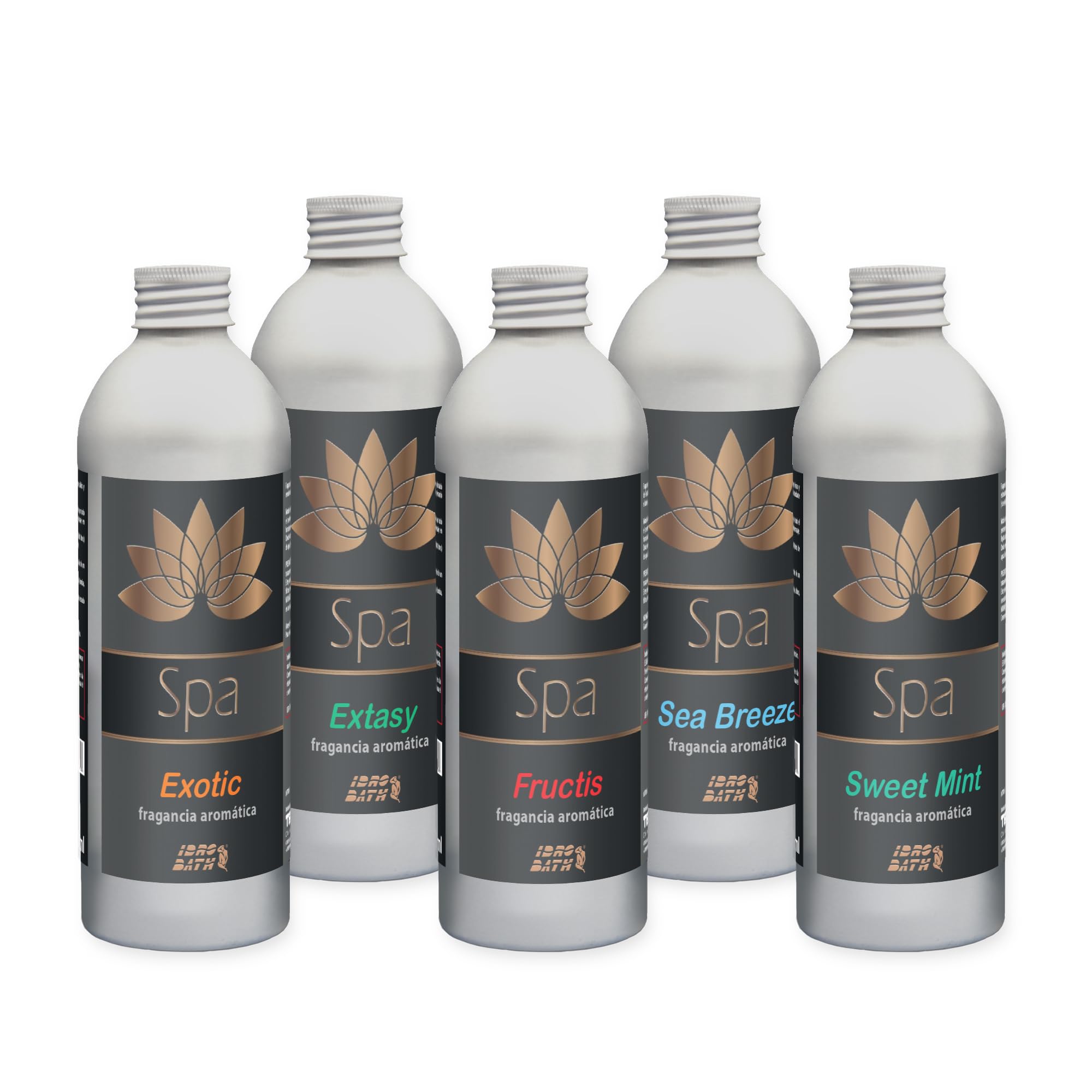 Set de Baño Idro Fragancias Aromáticas Concentradas para SPA 5 uds X 250 ml + Vaso Dosificador, Surtido de Fragancias para SPA y Whirlpool
