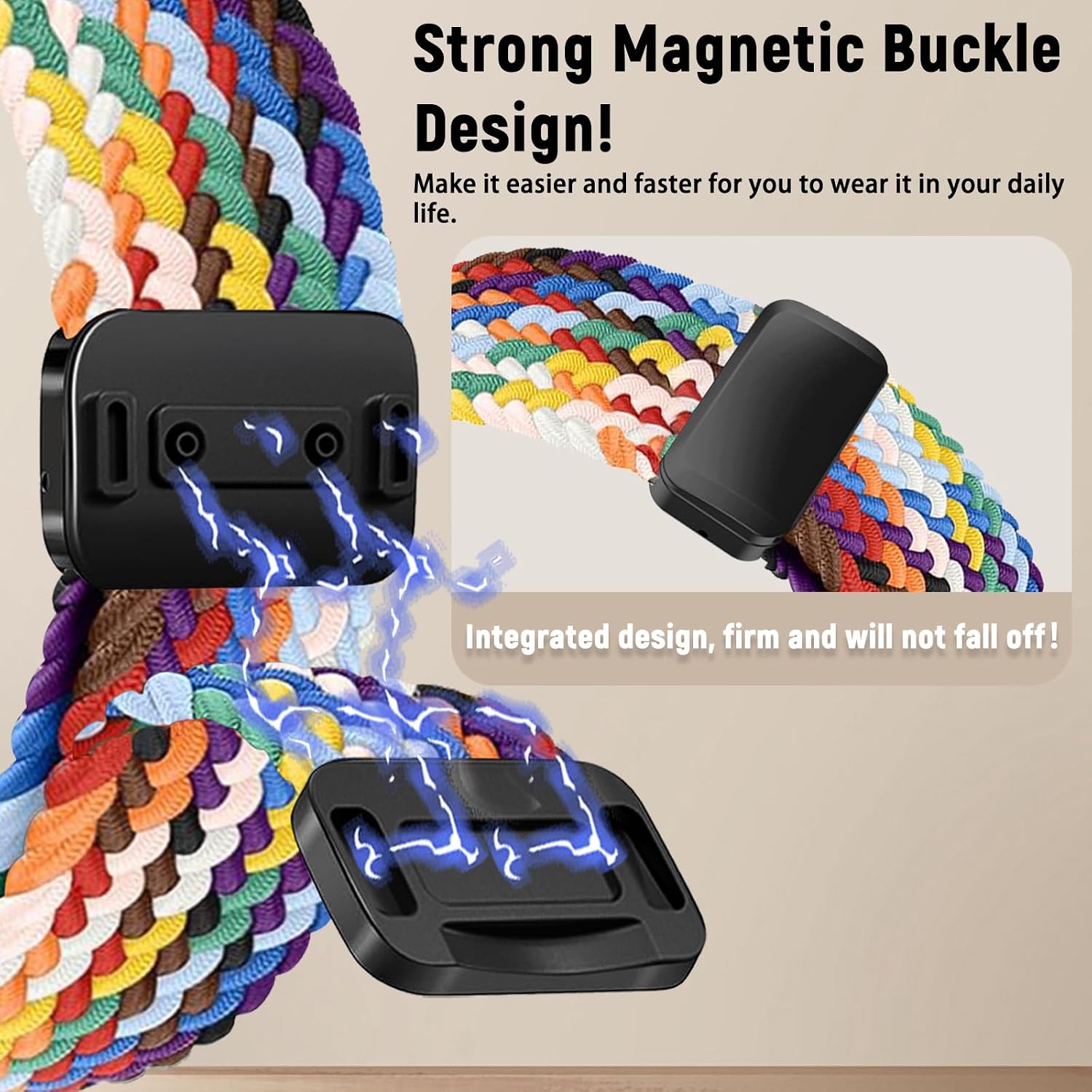 Pasek do zegarka Huawei GT 4 46 mm/GT 3 46 mm/GT 2 46 mm/GT 2e /GT 2 Pro, 22 mm Magnetyczny pasek z klamrą, elastyczny nylonowy pasek kompatybilny z Huawei Watch 4 46 mm / 4 Pro 48 mm