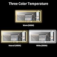 Vista 5 de LOAAO Espejo de baño LED de 72 x 32 pulgadas con luces, antiniebla, regulable, retroiluminado + iluminado frontal, espejo de tocador de baño