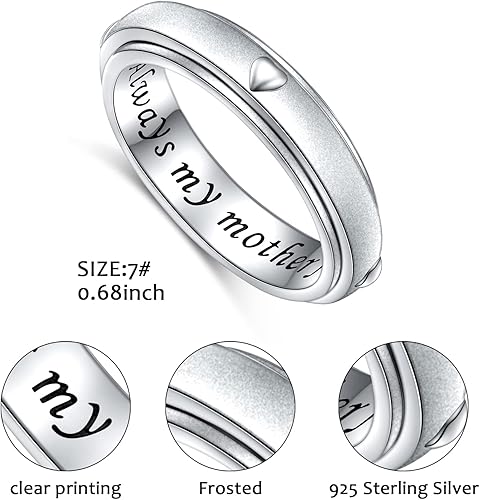 Miniatura 6 de Anillo giratorio de plata de ley 925 para la ansiedad, para mujeres, alivio del estrés, aburrimiento, TDAH, autismo, anillos para mujeres y hombres