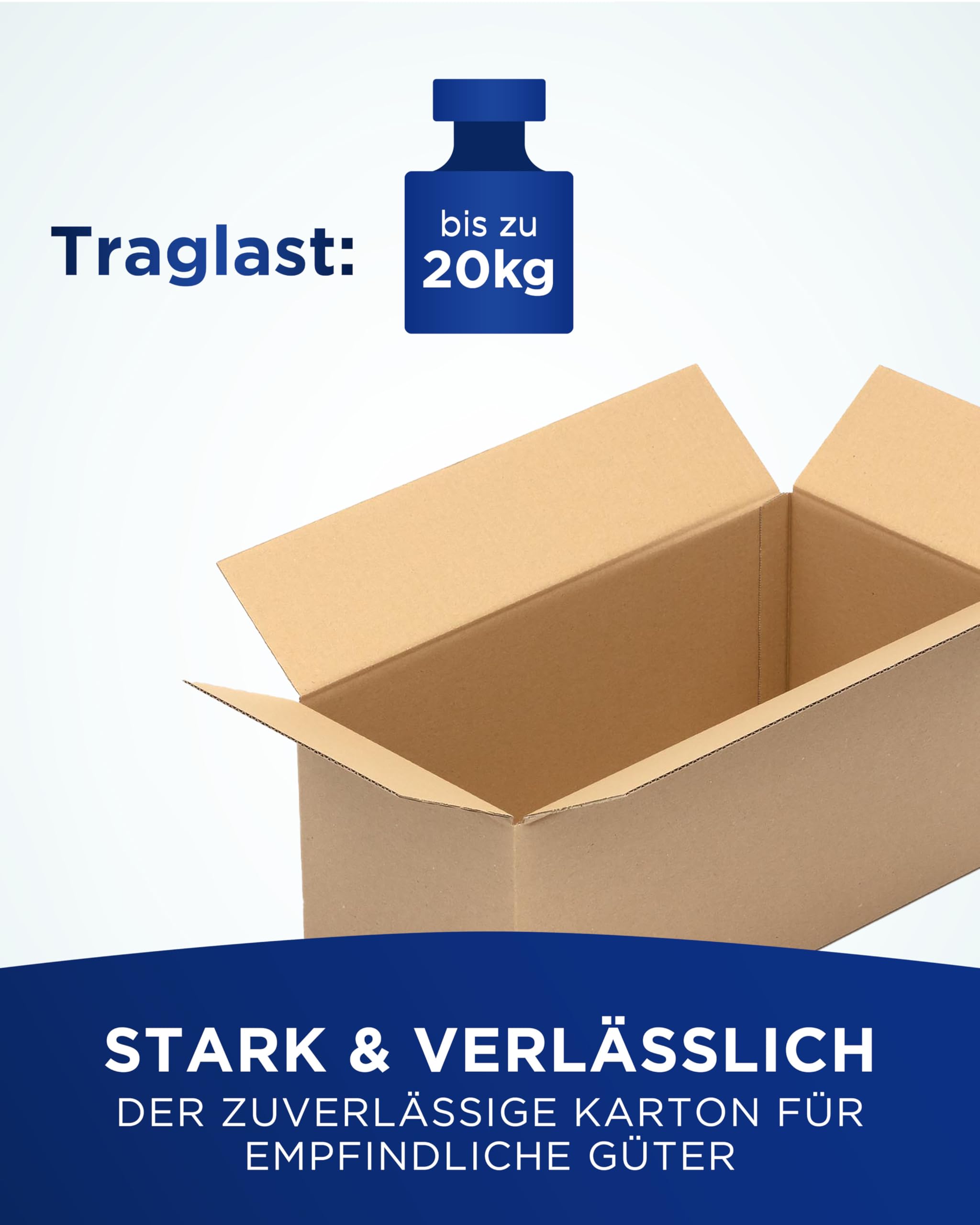 KK Verpackungen Versandkartons 460 x 220 x 200 mm Braun 1-wellig (Außenmaß 465 x 225 x 210 mm) | 100 Stück, Faltkartons Kartons geeignet für Versand als DHL Paket DPD Hermes GLS Paketklasse M (KK32)