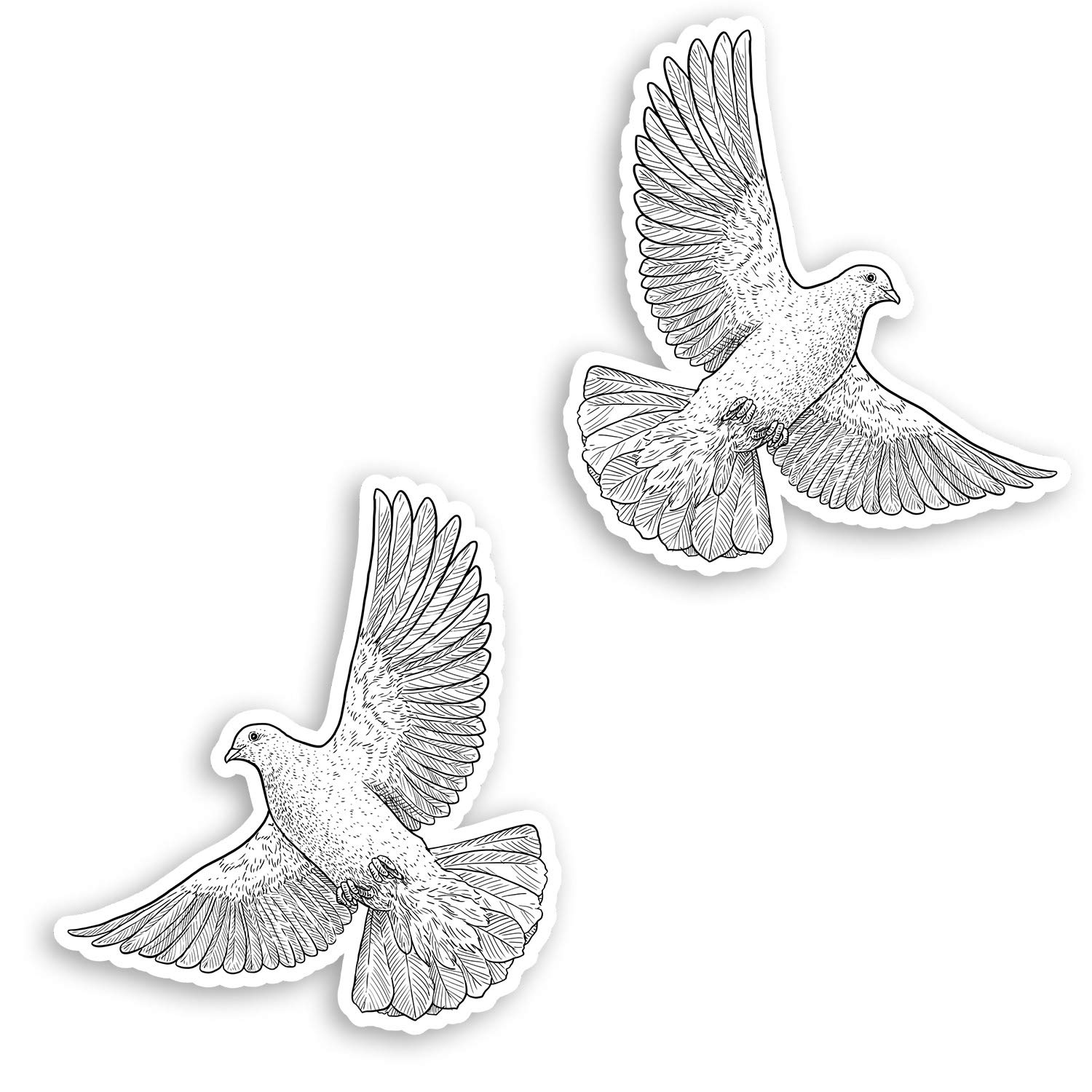 2 x 10cm Flying Dove Bird Vinyl Stickers - Birds Pigeon Laptop Sticker #34333 (10cm Tall)