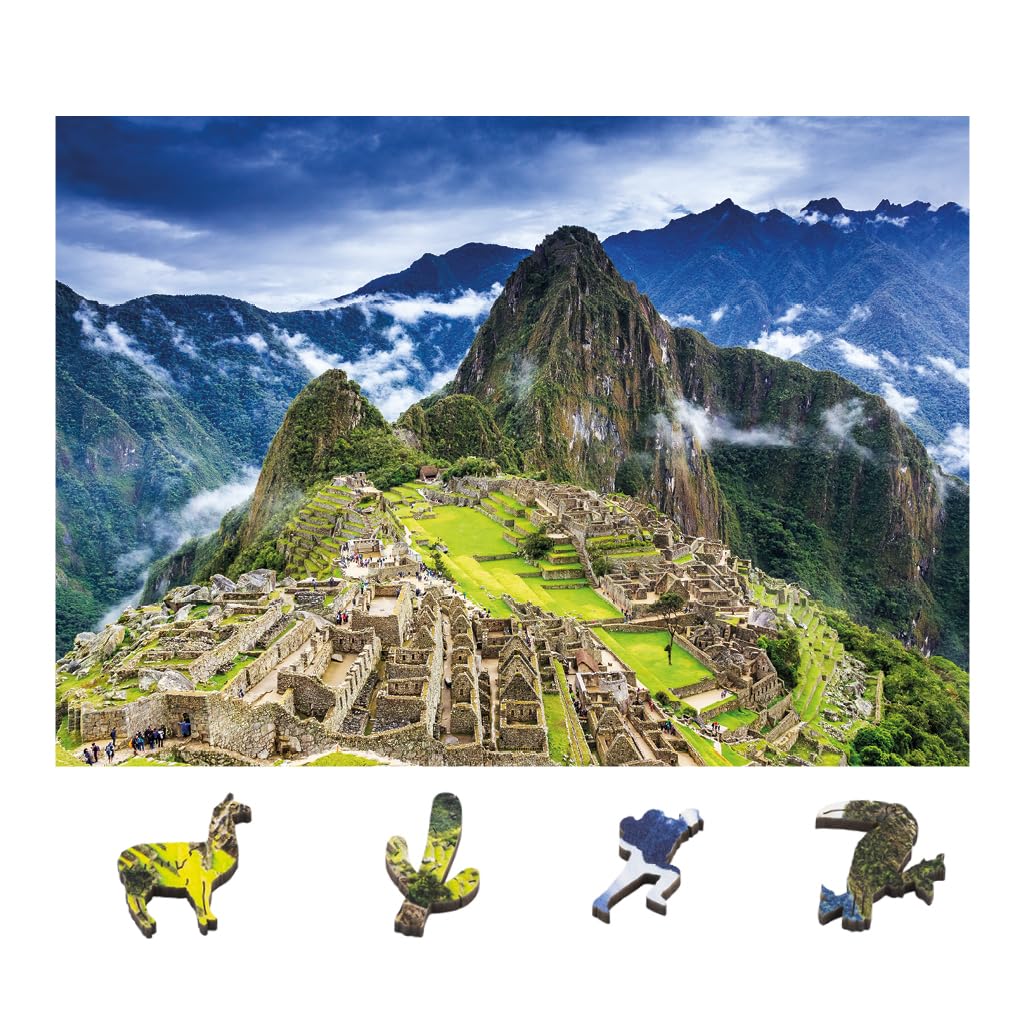 Wentworth Wooden Puzzles Machu Picchu - 80 Pcs Adult Jigsaw Puzzle, Themed Irregular Pieces, Mini Mindful Puzzle - Sustainably Sourced Wood & British Made
