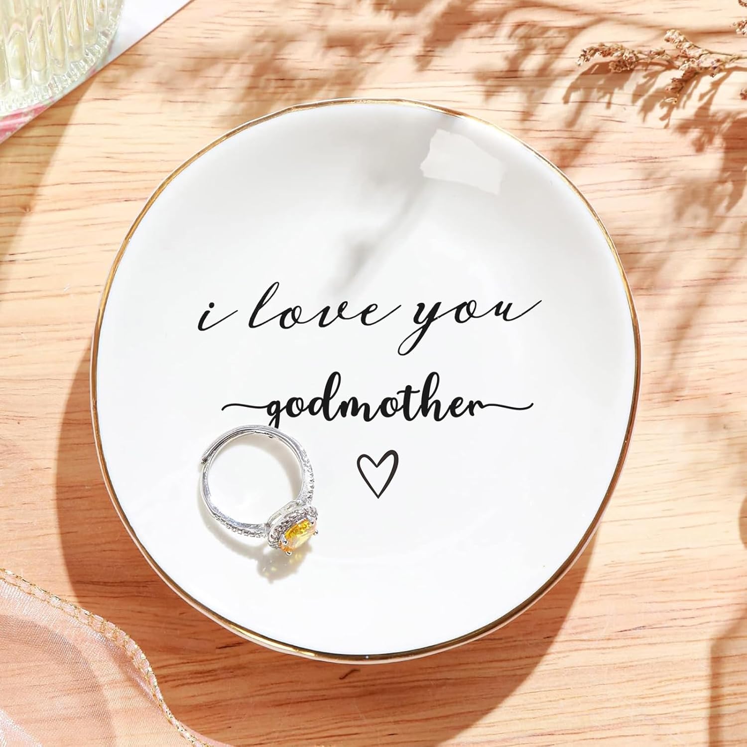 PUDDING CABIN Godmother Gifts from Godchild-I Love You Godmother - Ring Dish Trinket Tray Godmother Proposal Gift, Birthday Mother's Day Thanksgiving Christmas Gifts for Godmother - Image 8