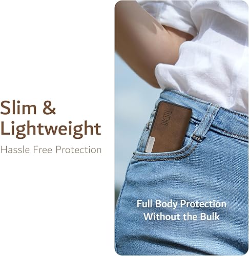 Miniatura 6 de TUDIA Funda de cuero de viaje compatible con KardiaMobile 6L, cierre magnético de cuero duradero con soporte para llaves, ligera, delgada, funda