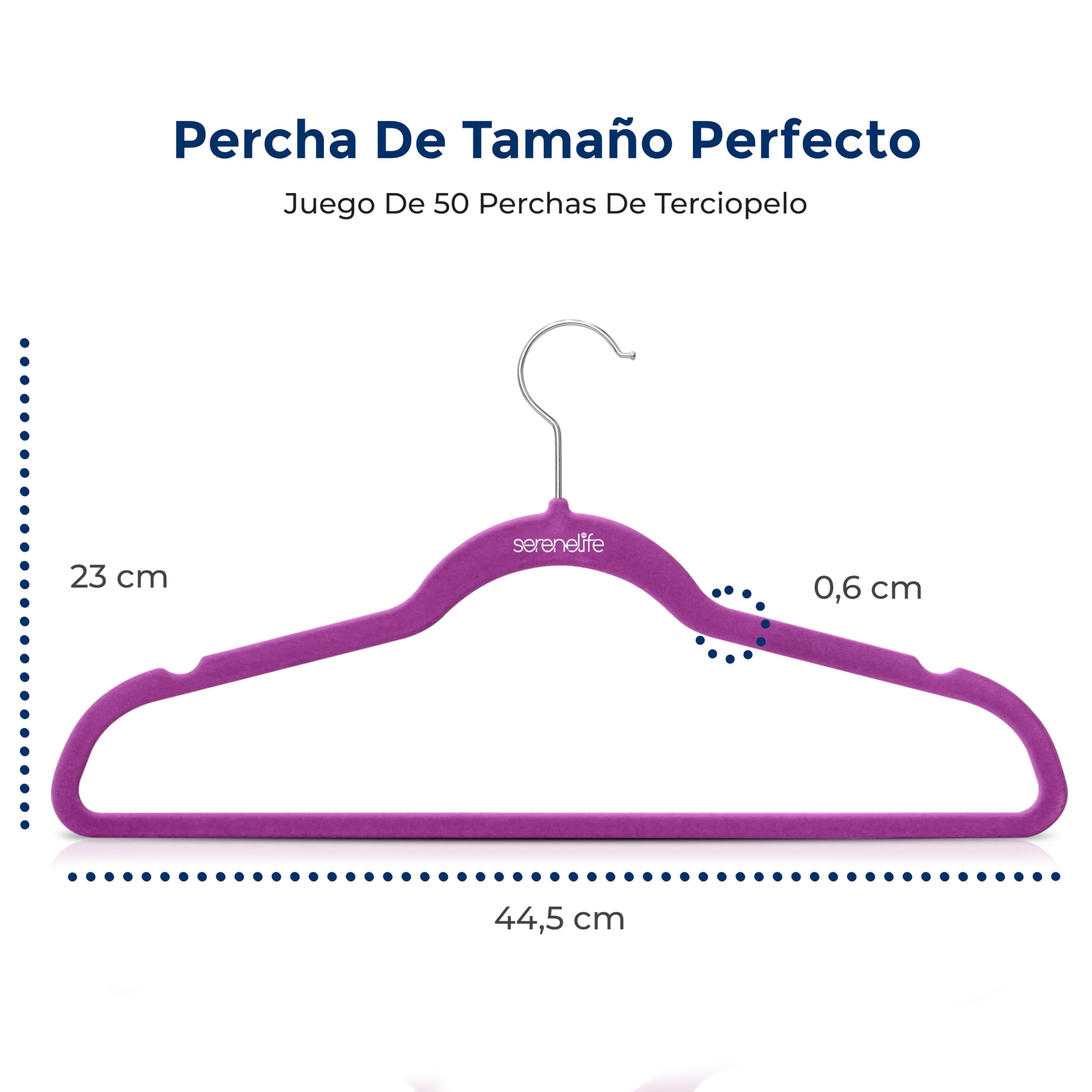 SereneLife Perchas, Ropa, de Terciopelo, Antideslizantes, Finas y Suaves. 50 Piezas, con Gancho Giratorio de 360°