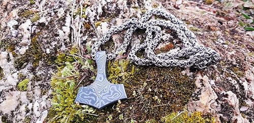 Miniatura 2 de KE-0920-HK Hermoso colgante de Damascus forjado a mano Mjolnir accesorios de decoración y EDC, Acero aleado