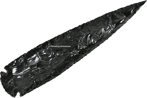 Miniatura 2 de Punta de flecha de obsidiana negra de 8 pulgadas, cristal natural y piedra curativa, cabeza de flecha de roca de pedernal, puntas de flecha de 7 a 8