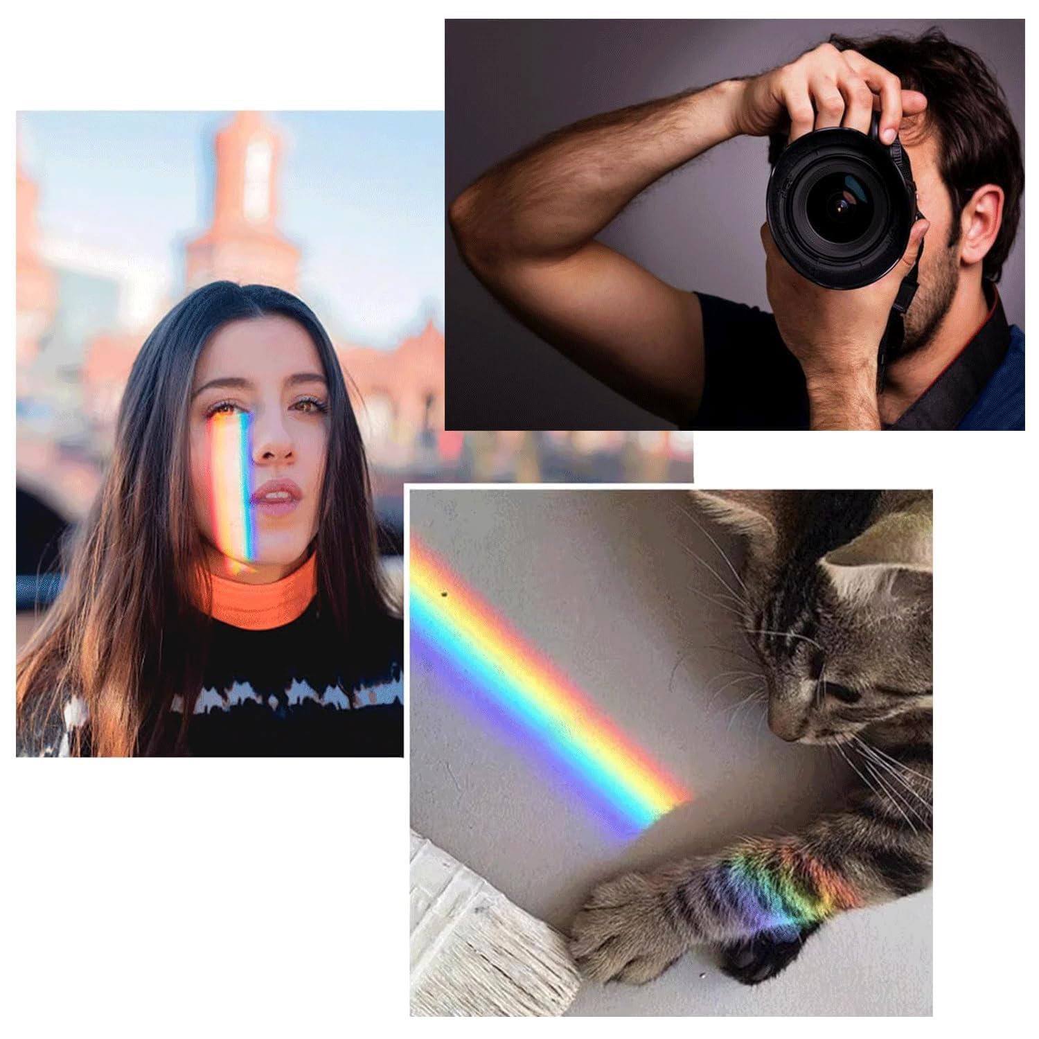 Szklany pryzmat optyczny, pryzmat, szkło K9, pryzmat optyczny, trójkątny pryzmat, fotografia, szkło K9, trójkąt pryzmatu K9, z pudełkiem prezentowym, spektrum światła słonecznego, efekt tęczy (20 cm)