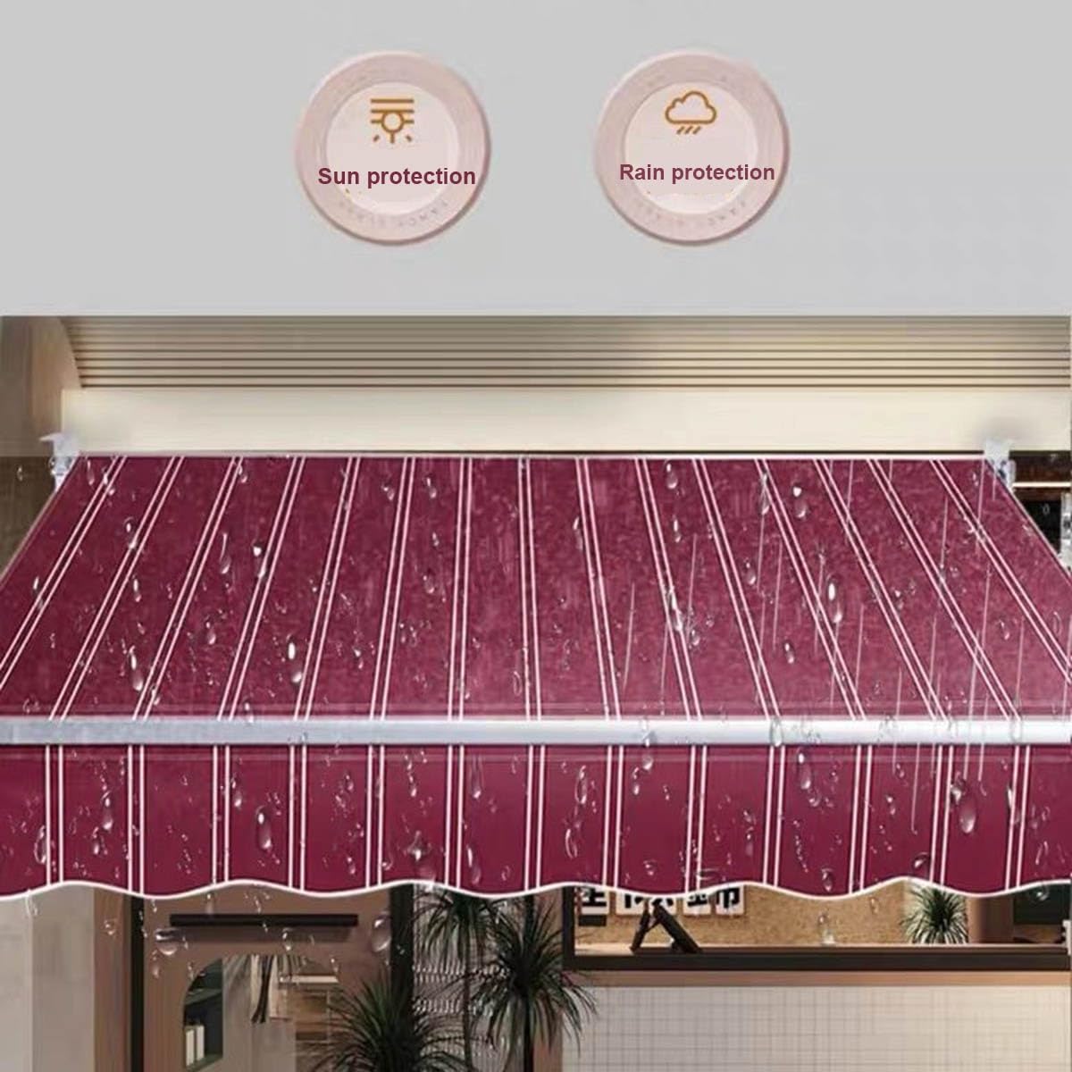 Tessuto di ricambio per tenda da giardino retrattile, protezione UV, impermeabile, per cortile e terrazza (strisce verdi, 4 x 2,5 m)