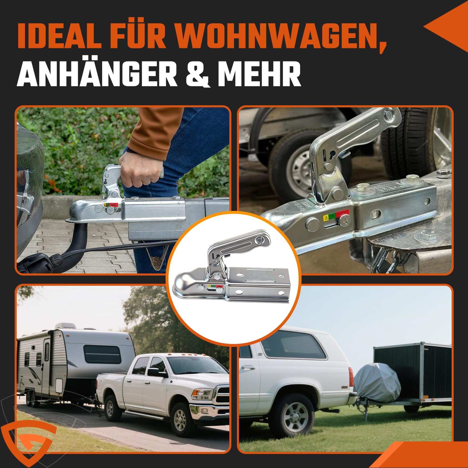 GEARMONSTER Zugkugelkupplung 800KG 50x60mm Universal Anhängerkupplung