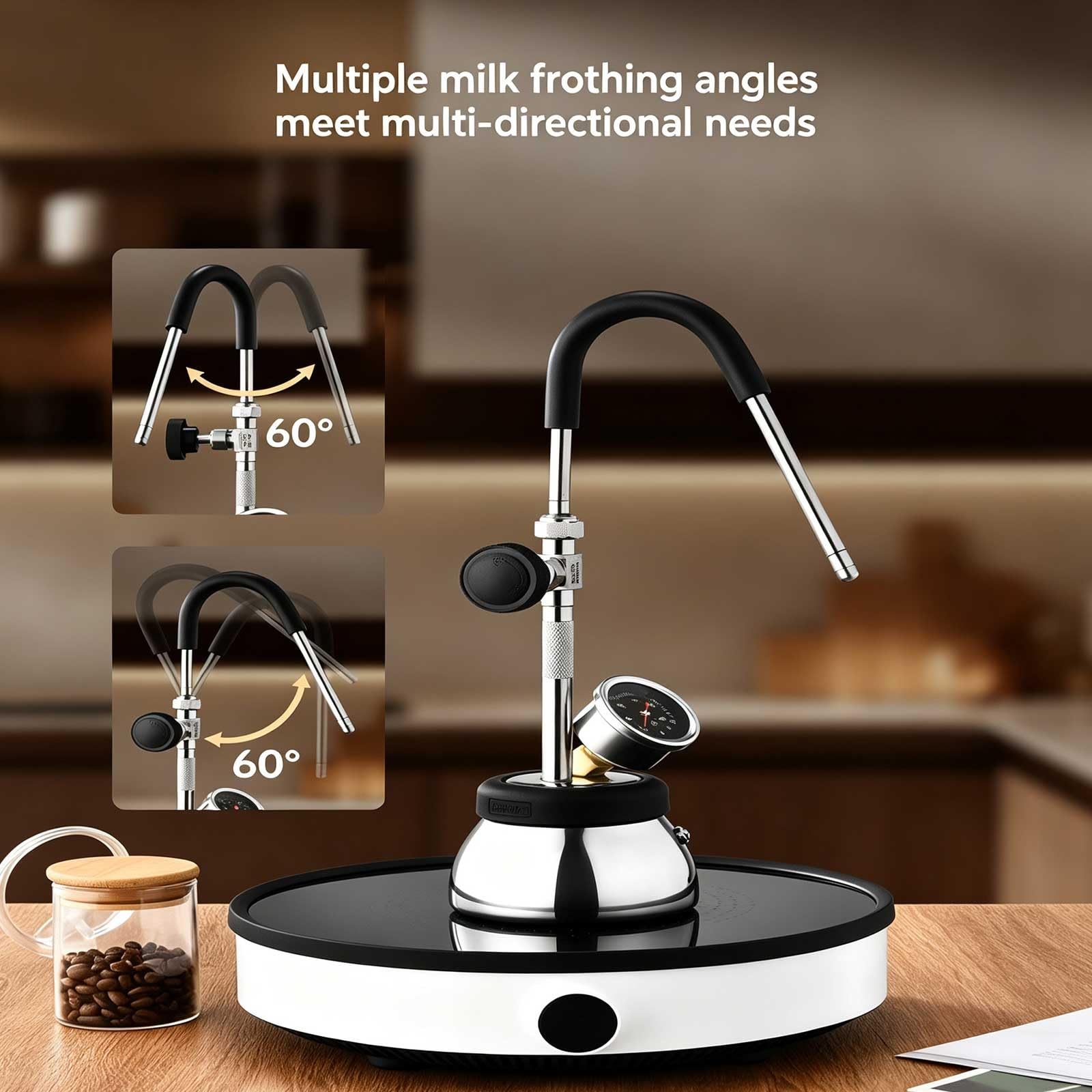 Amazon | ラテアート用ポータブルスチームミルク泡立て器 — IH対応