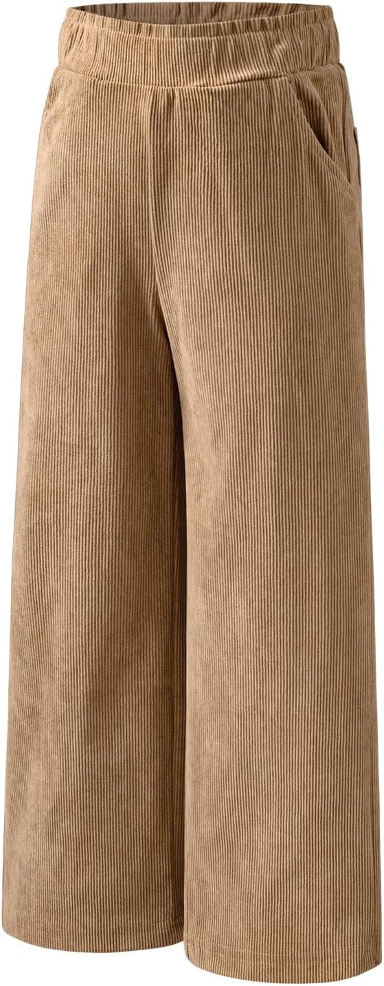 blibean Girls Corduroy Uniform School Pants with Elastic Waist Size 6-15