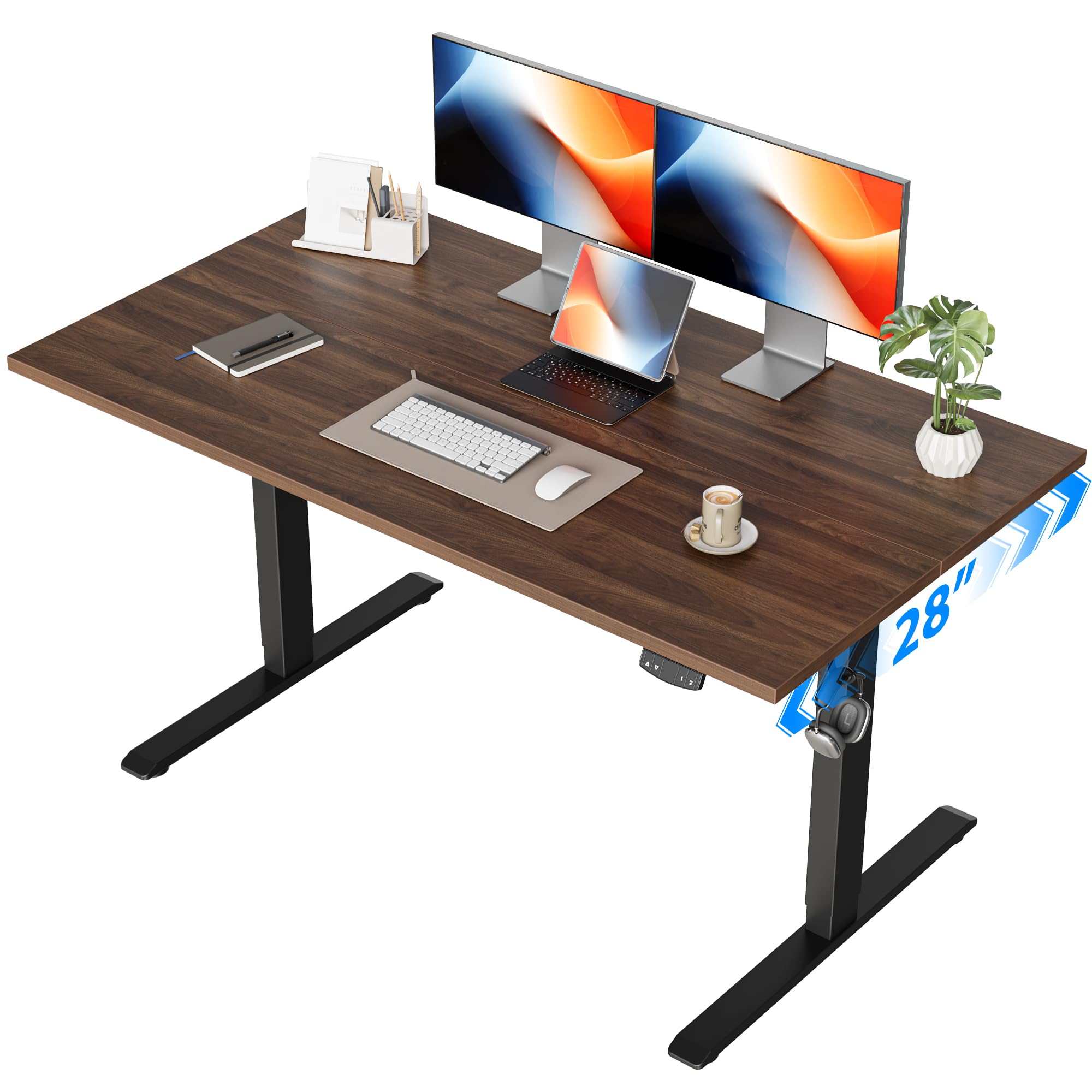 Agilestic 48*28 Inch Height Adjustable Electric Standing Desk, Dark Walnut