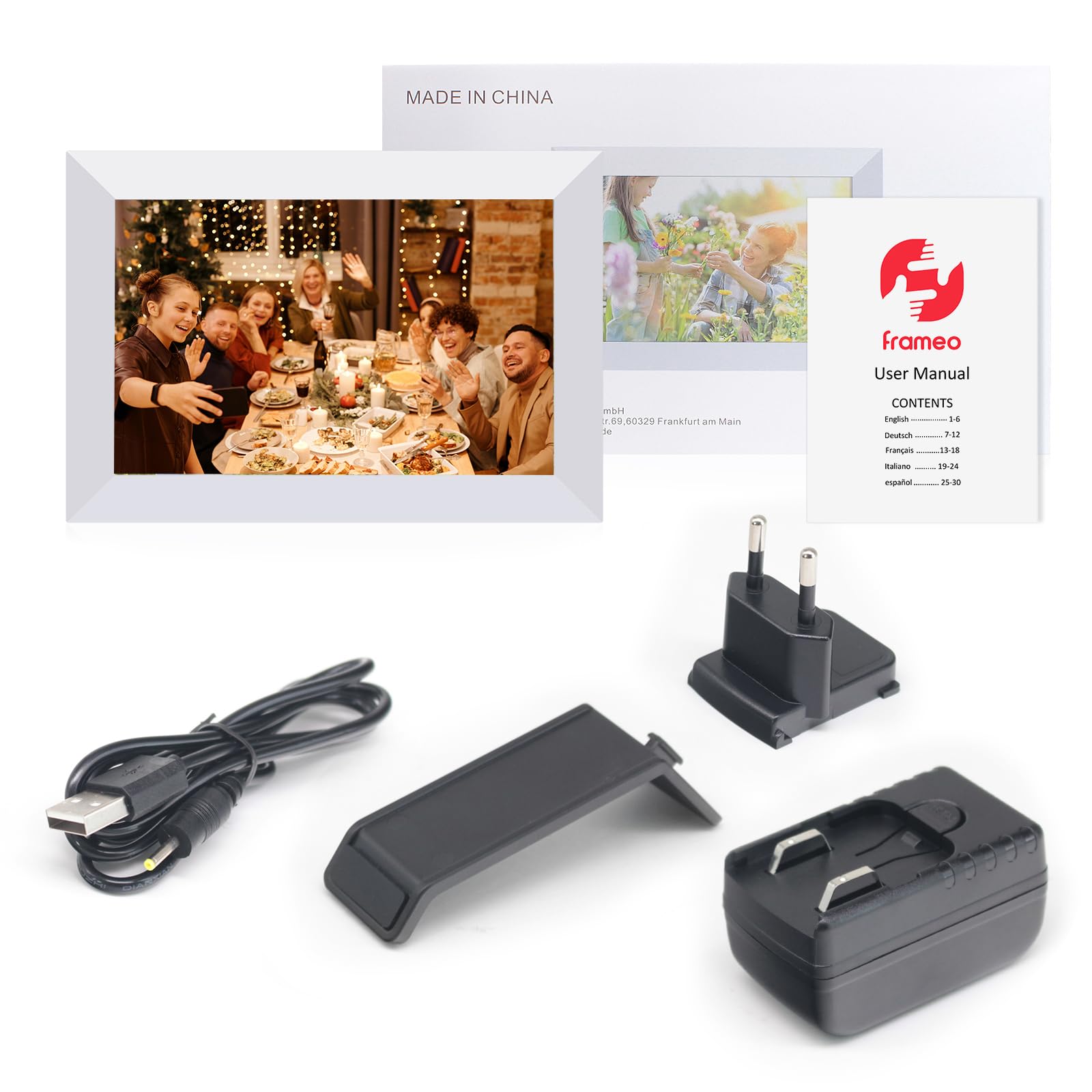 Cyfrowa ramka na zdjęcia WiFi, cyfrowa ramka na zdjęcia 10 cali z pamięcią 16 GB, ekran IPS HD 1280 x 800, automatyczne obracanie, elektroniczna ramka na zdjęcia, podgląd obrazu, natychmiastowe