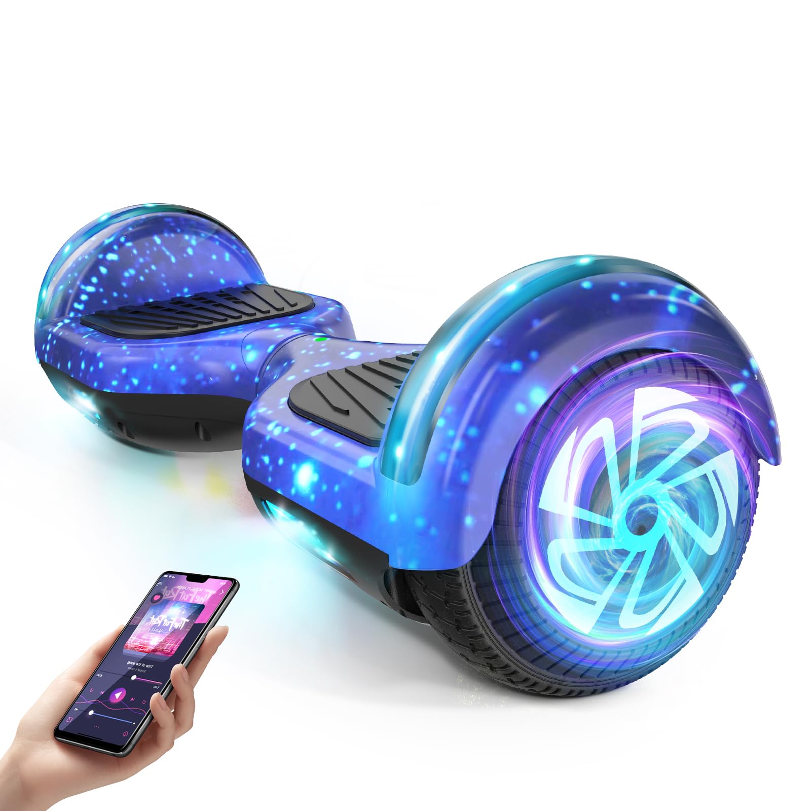 SISIGAD Scooter for Kids Ages 6-12, Bluetooth and 6.5" Colorful Lights Wheels, Safety Certified Self Balancing Scooter, for All Ages
