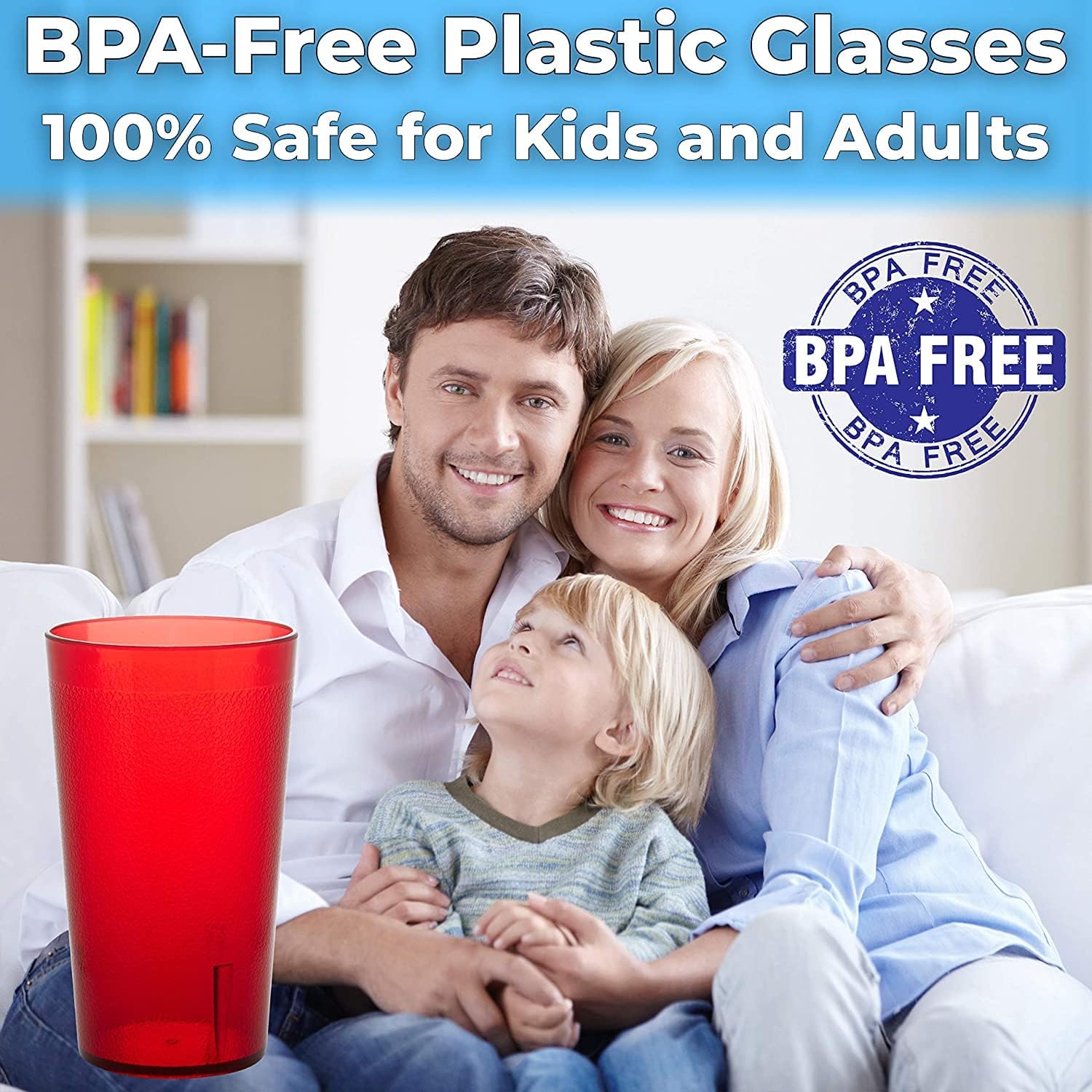 Restaurant Grade, BPA-Free 12oz Red Plastic Cups 6pk. Super Durable, Break Resistant Drinking Glasses for Cafe, Party, Catering. Reusable, Stackable Tumblers with Textured Grip Design