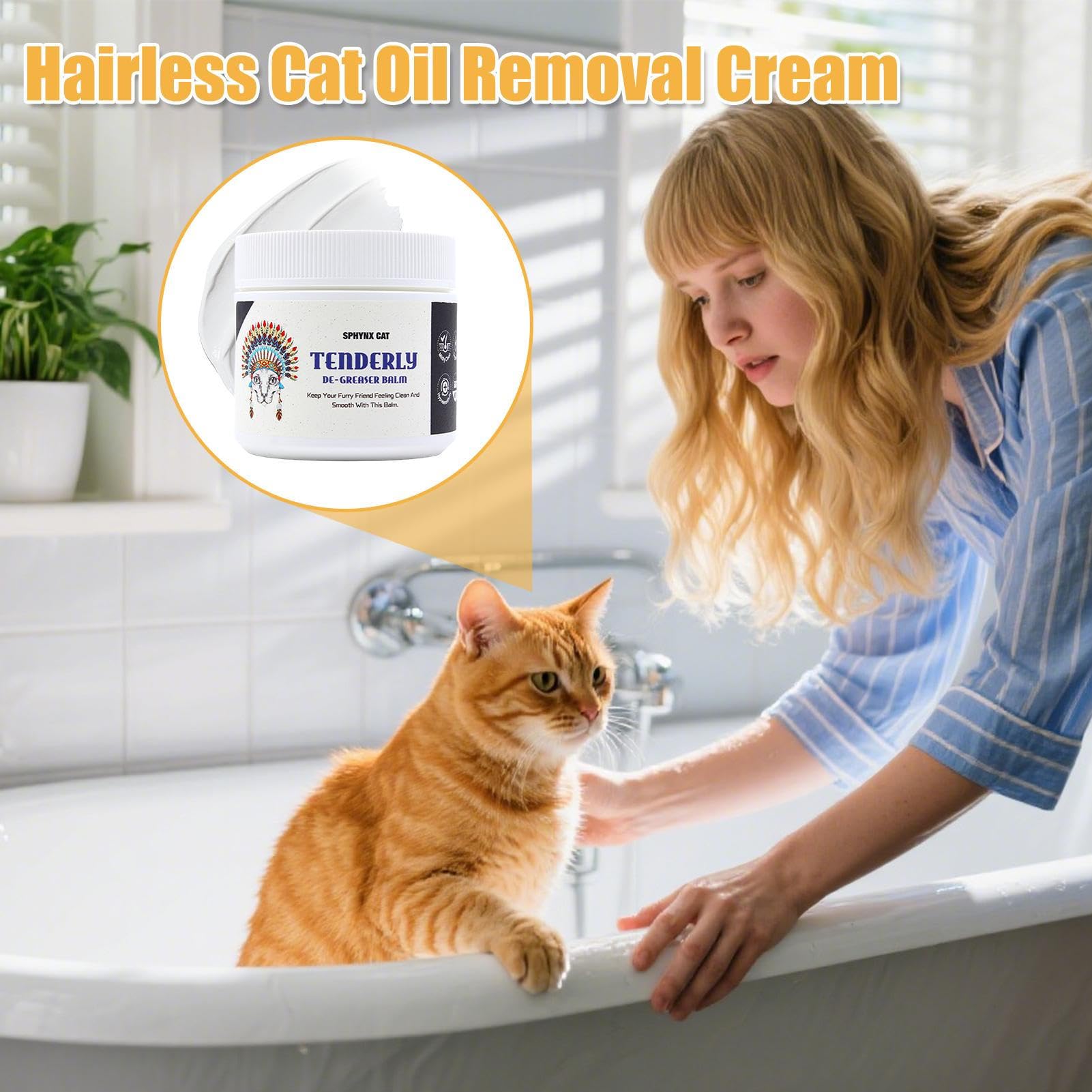 Champú para Gatos Sin Pelo | Crema Limpiadora Desengrasante para Mascotas | Champú Hidratante en Crema 500G para Rutina Diaria de Baño de Cola Higiene Oídos Aseo Mascotas