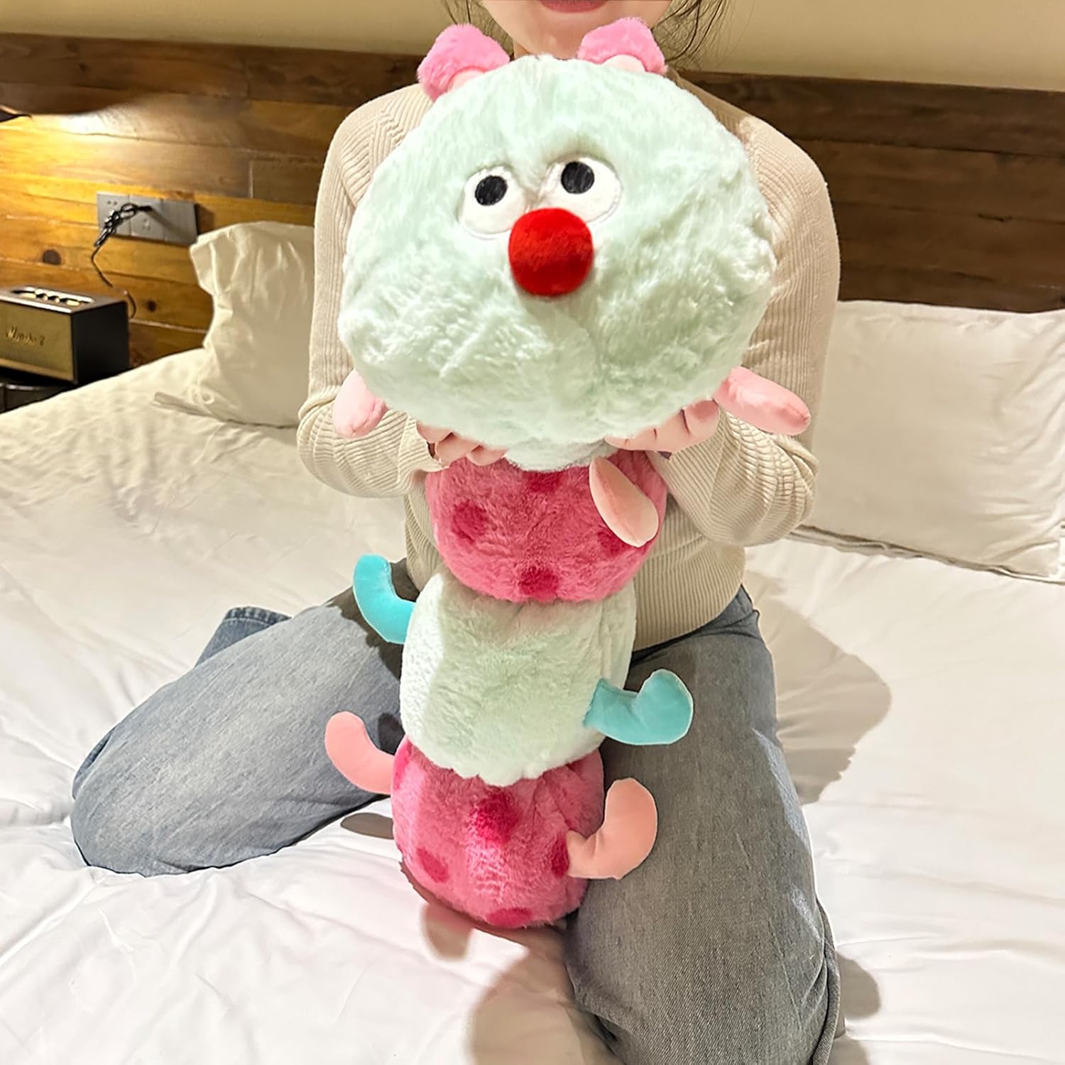 Hofun4U Caterpillar Stuffed Long Plush Pillow - Home Decoration Christmas Birthday for Kids Adults (Green,43 inch)