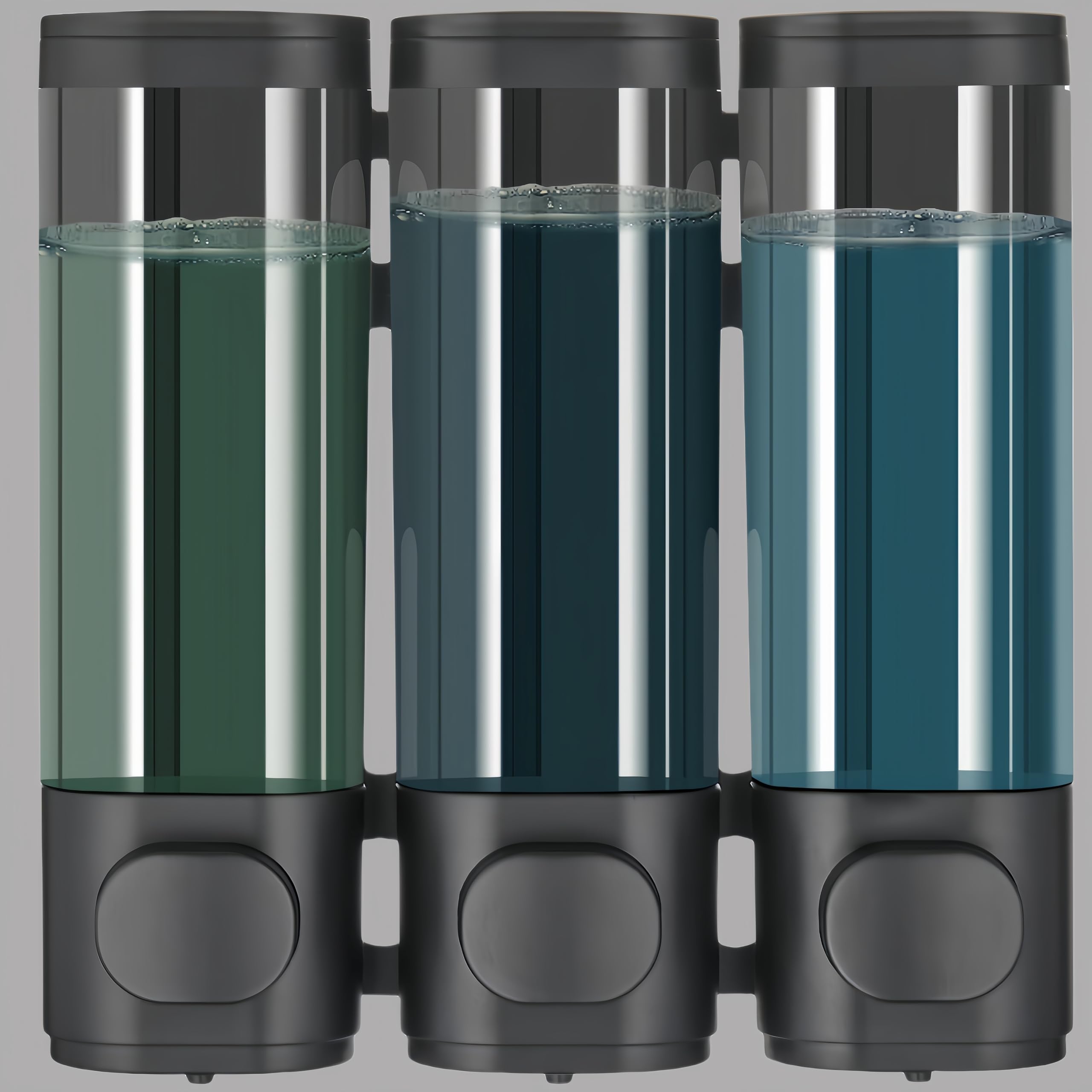 Shampoo and Conditioner Dispenser,Shower Soap Dispenser 3 Chamber No Drill Wall-Mounted Shampoo Dispenser for Shower Wall Mounted Shower Dispenser for Bathroom Hotel Large Capacity (Black)