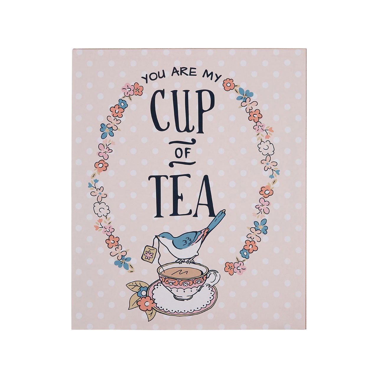 Orsina Cup Of Tea Wall PlaqueCharming Pastel Wall Sign With Tea-Themed TypographyAdds Warmth And Personality from B&Q
