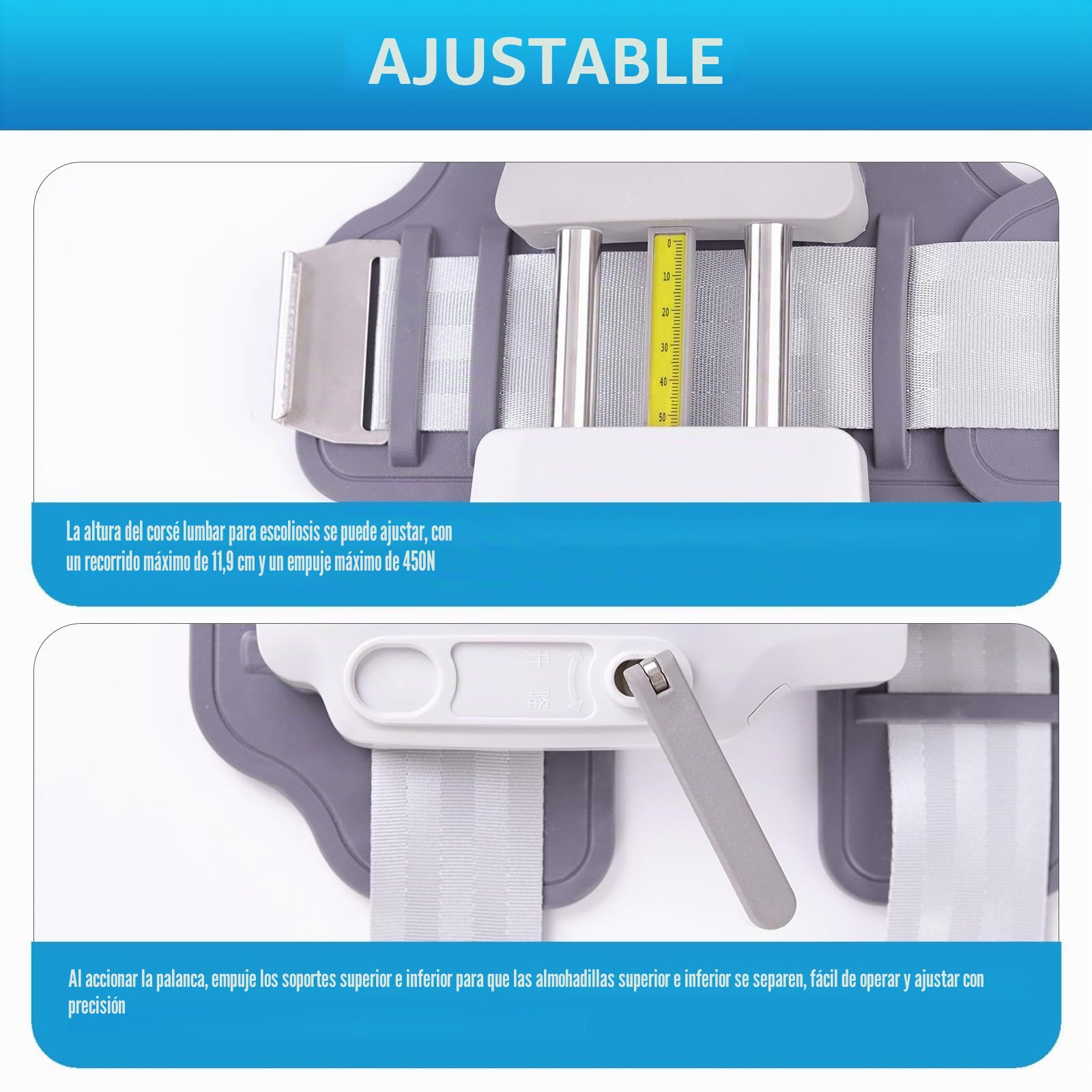 Dispositivo de descompresión espinal para el dolor lumbar: cinturón de tracción lumbar para hernias discales, ciática, estenosis y escoliosis, uso doméstico con estiramiento ajustable.