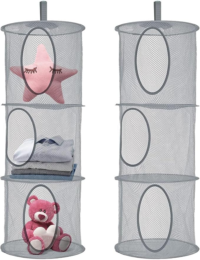 2 Stück Hängeaufbewahrung Hängekorb Groß Kuscheltier Aufbewahrung Hängend Faltbare Aufbewahrungstasche Netz mit 3 Fächern für Kinderzimmer, Badezimmer, Balkon (Grau) 2 Stück Hängeaufbewahrung Hängekorb Groß Kuscheltier Aufbewahrung Hängend Faltbare Aufbewahrungstasche Netz mit 3 Fächern für Kinderzimmer, Badezimmer, Balkon (Grau)