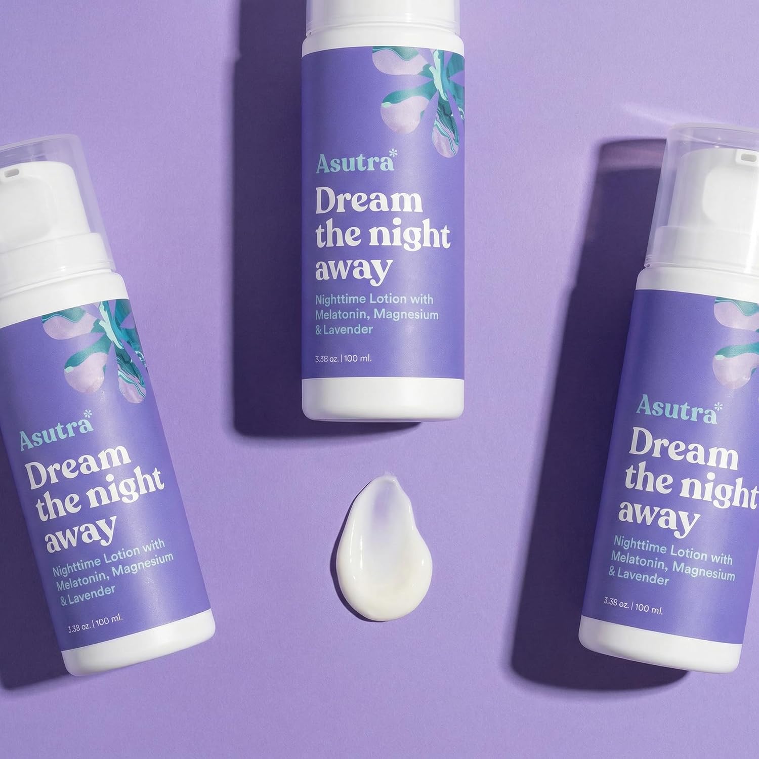 ASUTRA Melatonin Lotion with Magnesium, 100 mL - with Sweet Almond Oil, Shea Butter and Lavender Essential Oil Aromatherapy
