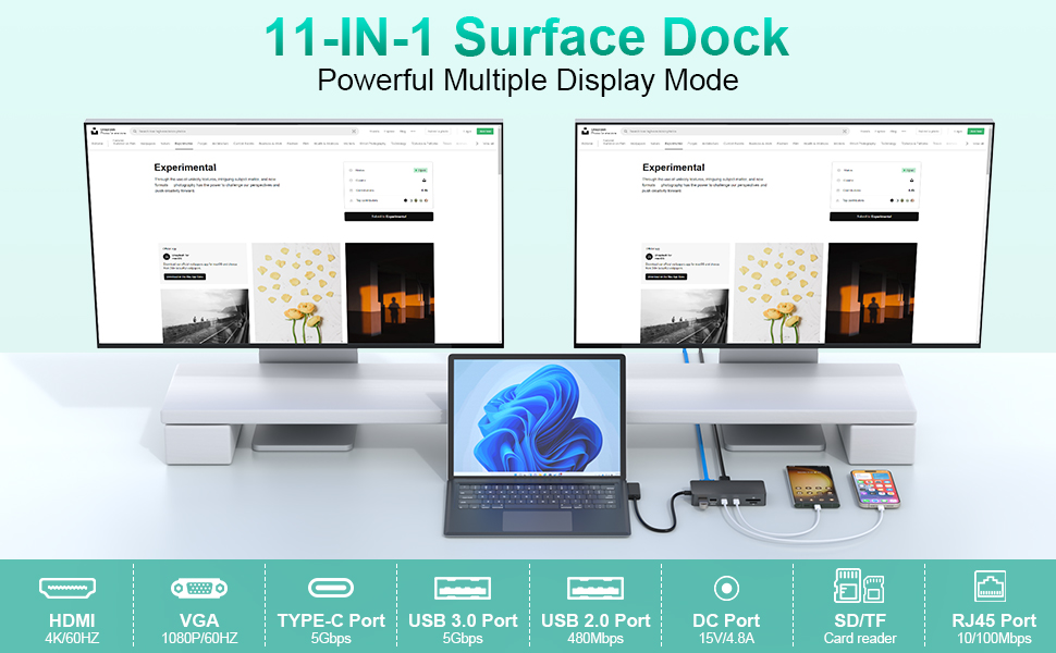 New Microsoft Surface Dock, 11 in 1 Surface Docking Station