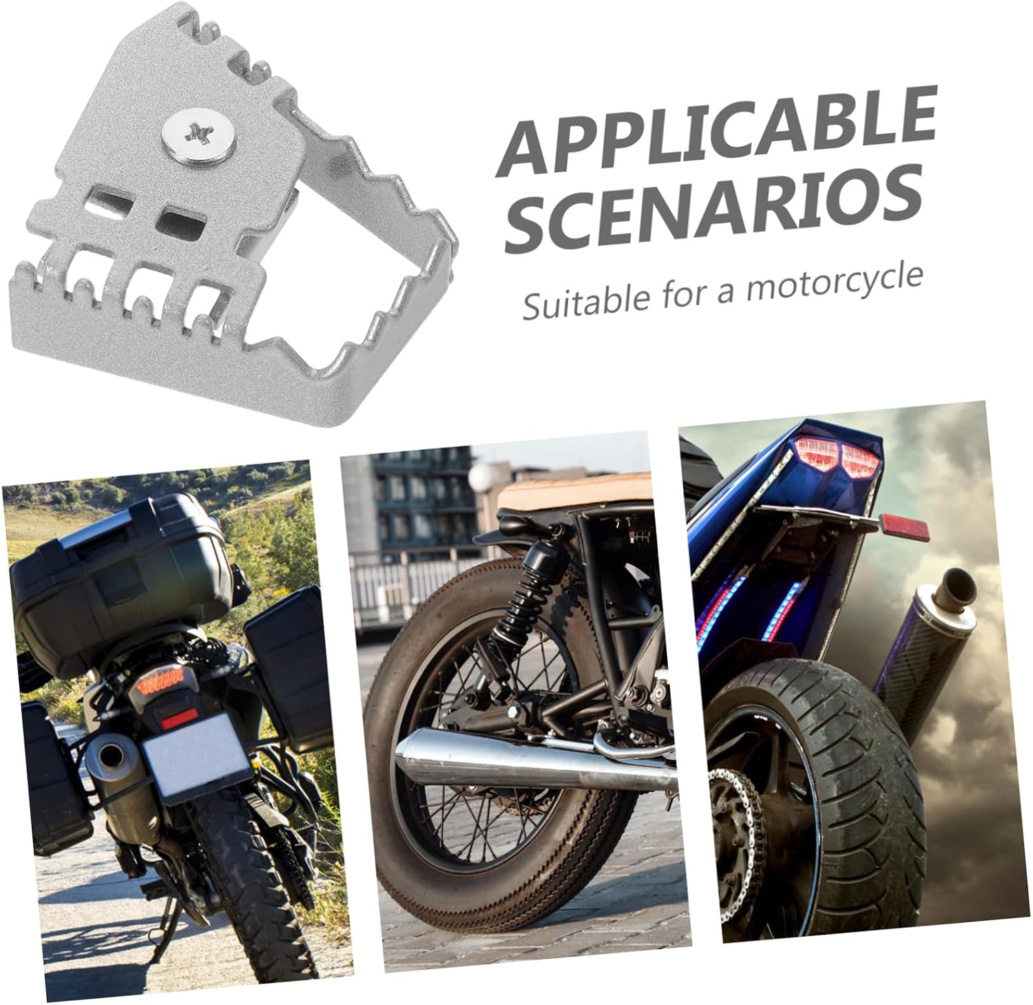 Motorcycle Rear Brake Lever Pedal Extender Aluminum Alloy Rear Brake Pedal Foot Lever Enlarger Silver Motorcycle Foot Control Upgrade for Road Riding