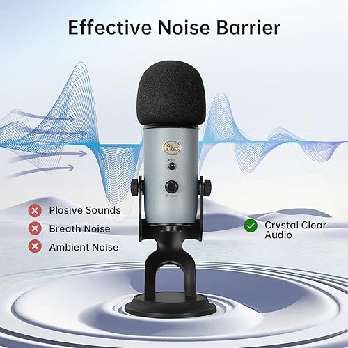 Miniatura 9 de Filtro popparabrisas para micrófonos Blue Yeti y Yeti Pro, funda de micrófono peluda para reducción de ruido ambiental y de viento