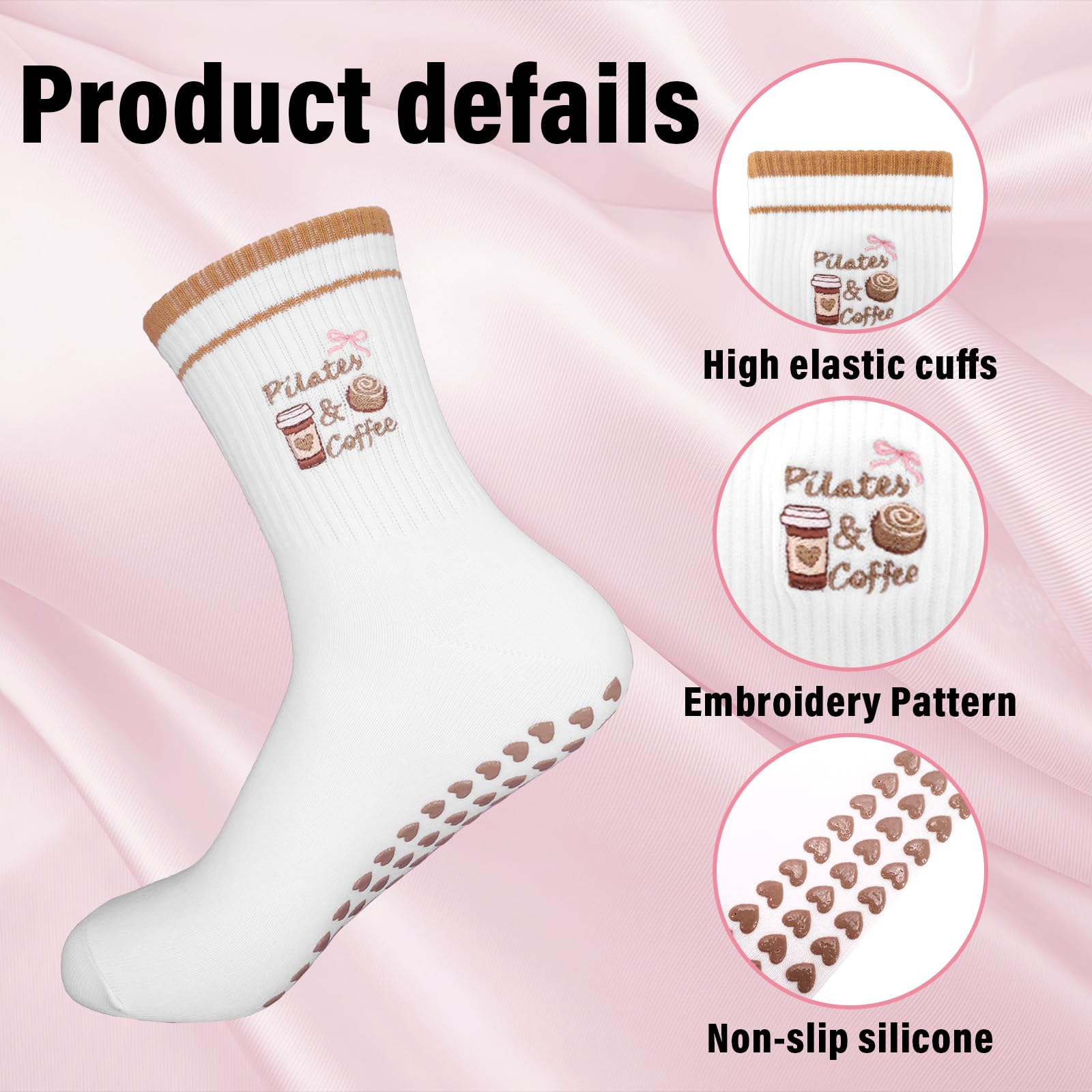 Chaussettes Antidérapantes Femme,Chaussettes Pilates Femme, Reformer Pilates, Pour Ballet, Yoga