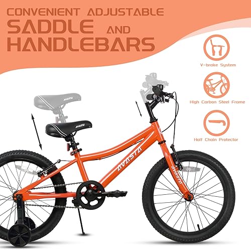 Miniatura 4 de AVASTA Bilbo - Bicicleta infantil de 18 y 20 pulgadas para niños y niñas de 5 a 10 años, estilo retro, de acero de alto carbono, con manubrio y