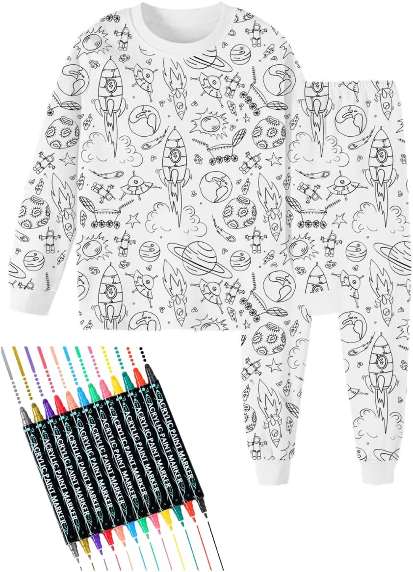 Tiko & Hayko HAND PAINTED HOMEWEAR SET/COLORING PAJAMAS SET FOR BOY AND GIRL