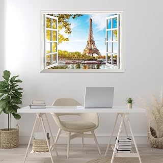 wall26 Peel and Stick Wallpapaer Removable Large Wall Mural Creative Wall Decal (36"x48", Eiffel Tower View)