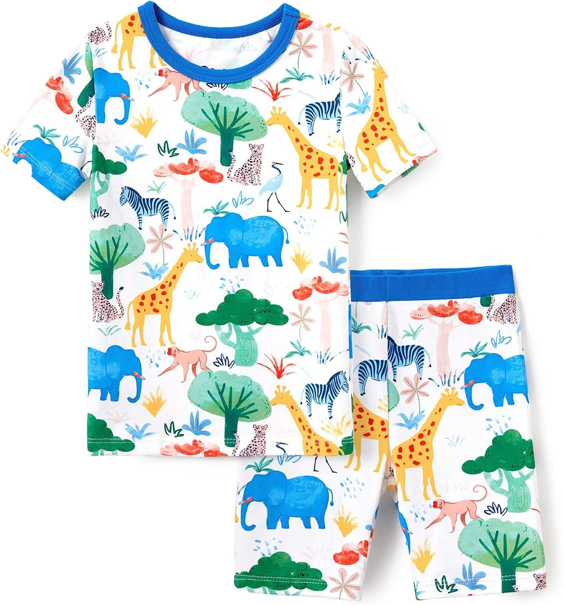 PATPAT Pijamas para bebés y niños pequeños con algodón orgánico, pijamas de ajuste cómodo para niñas y niños, ropa de dormir corta de verano suave y elástica